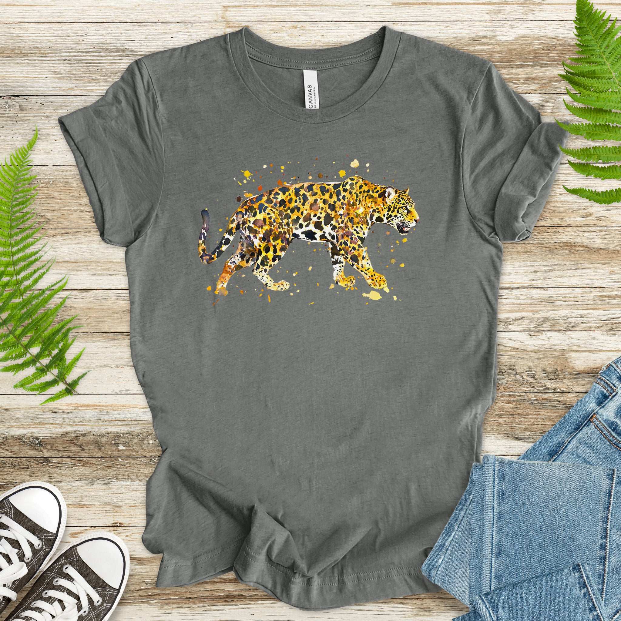Watercolor Jaguar T-Shirt – Bold Big Cat Nature Lover Tee