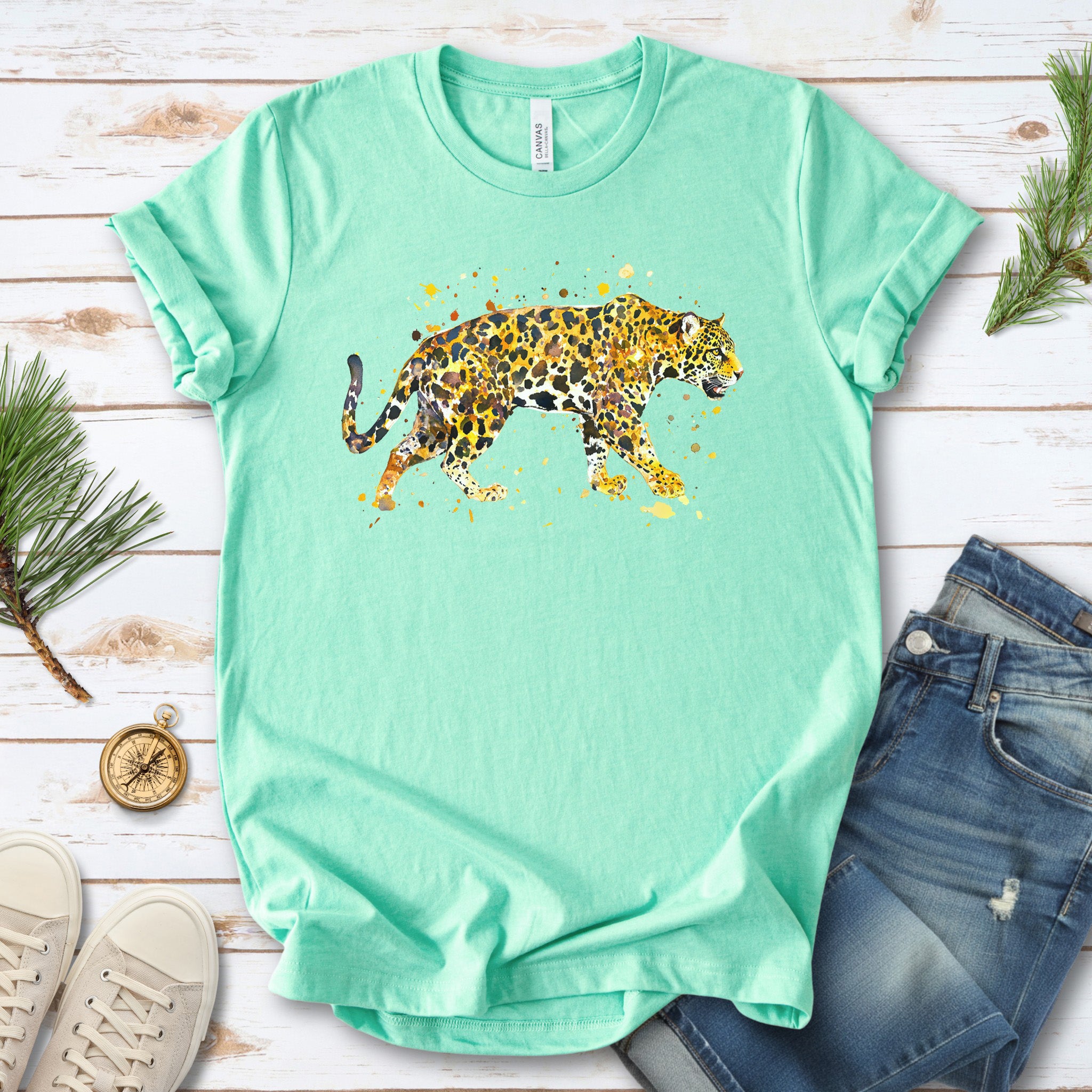 Watercolor Jaguar T-Shirt – Bold Big Cat Nature Lover Tee