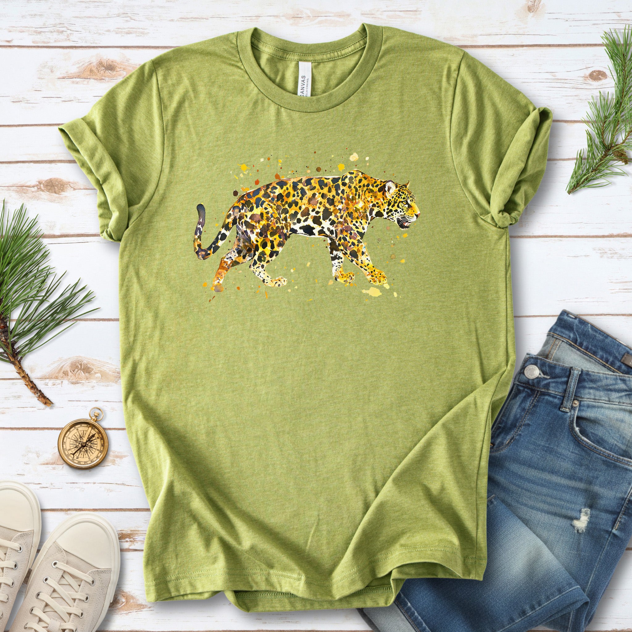 Watercolor Jaguar T-Shirt – Bold Big Cat Nature Lover Tee