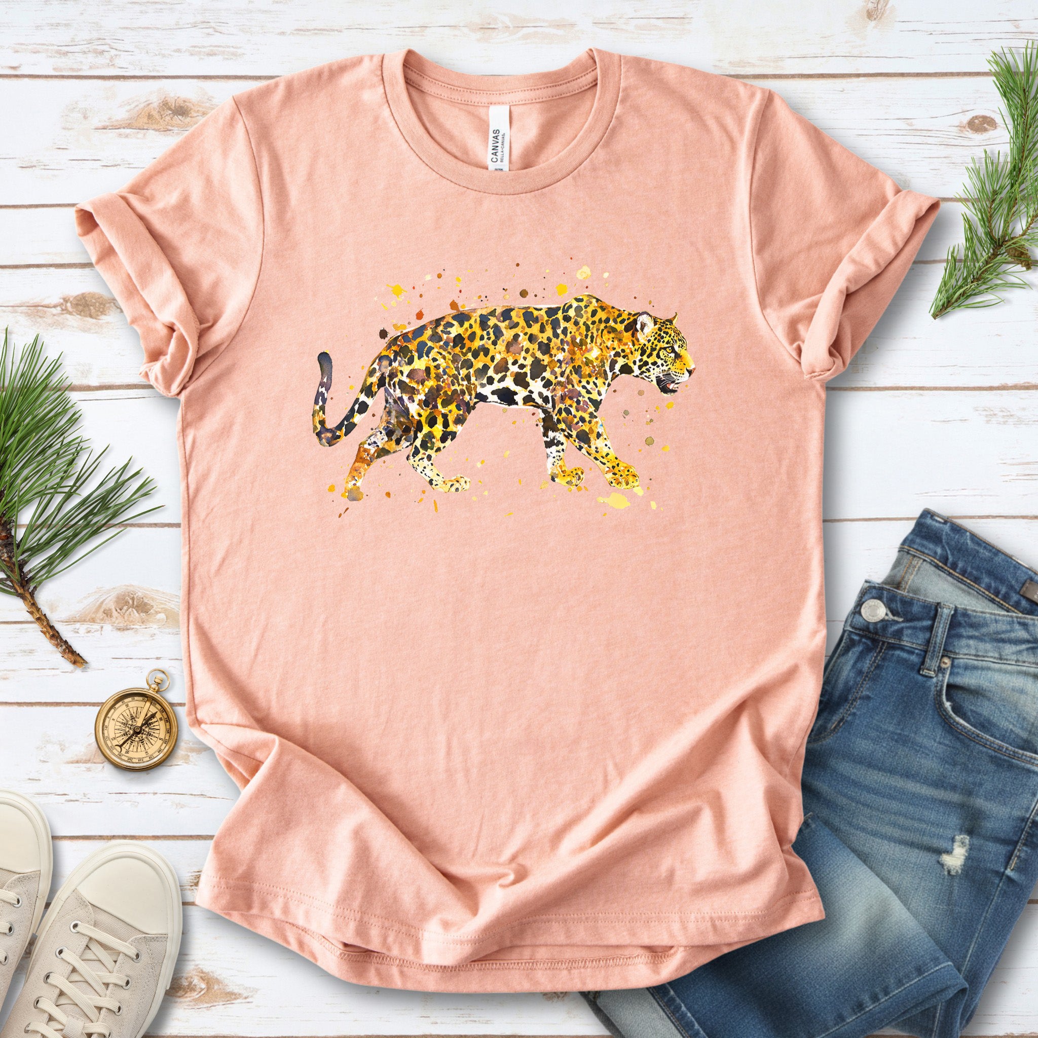 Watercolor Jaguar T-Shirt – Bold Big Cat Nature Lover Tee