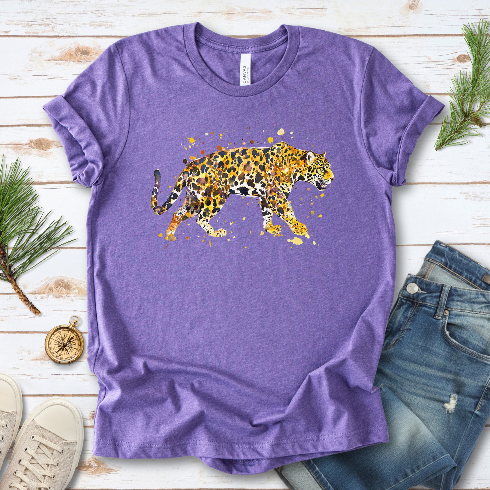 Watercolor Jaguar T-Shirt – Bold Big Cat Nature Lover Tee