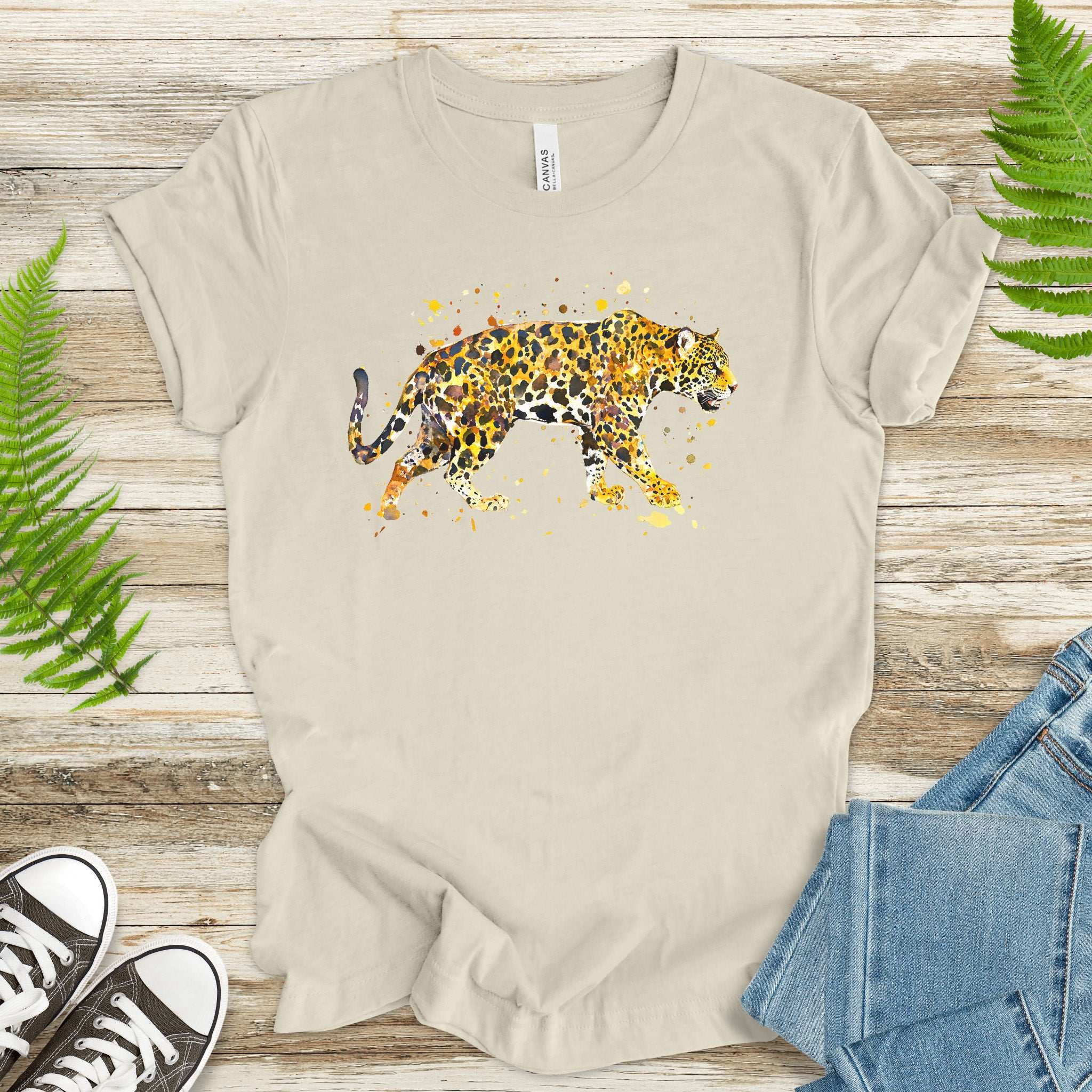 Watercolor Jaguar T-Shirt – Bold Big Cat Nature Lover Tee