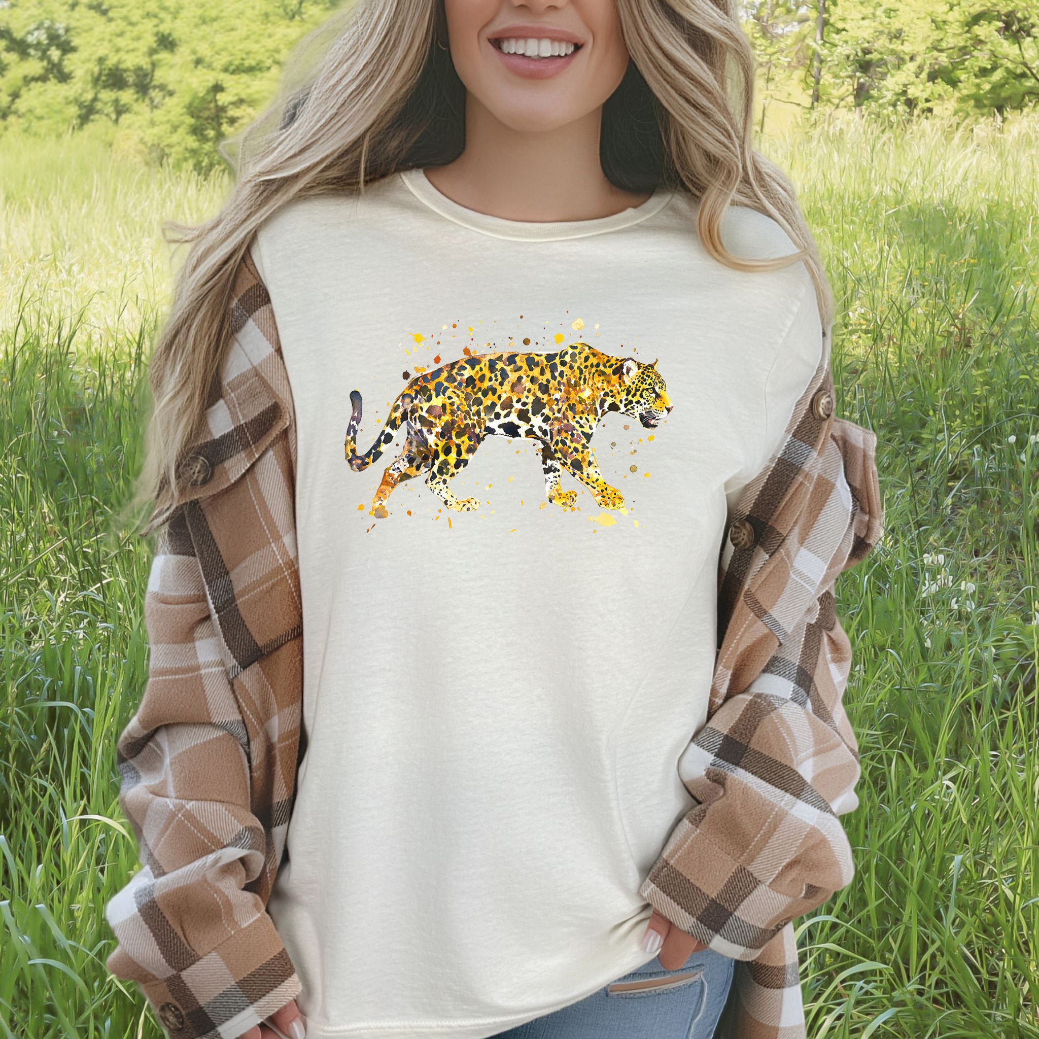 Watercolor Jaguar T-Shirt – Bold Big Cat Nature Lover Tee