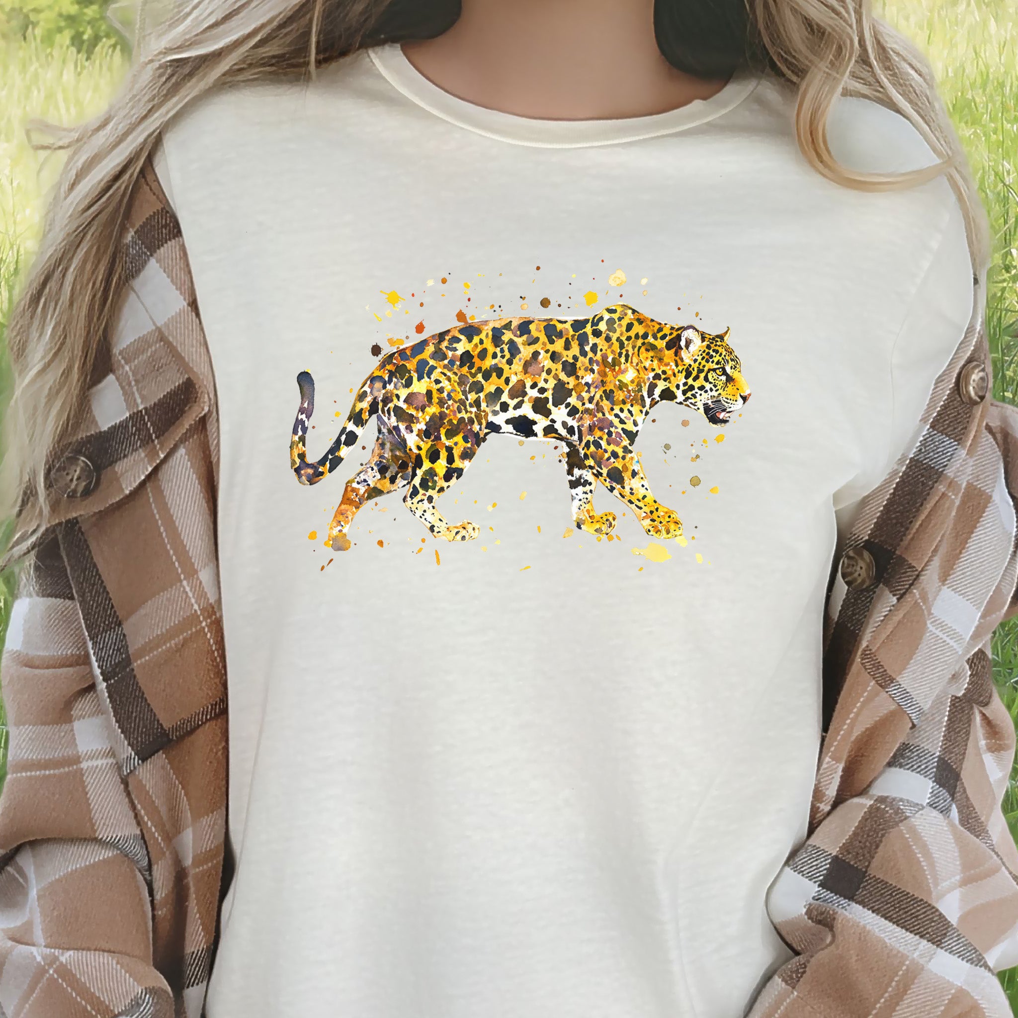 Watercolor Jaguar T-Shirt – Bold Big Cat Nature Lover Tee