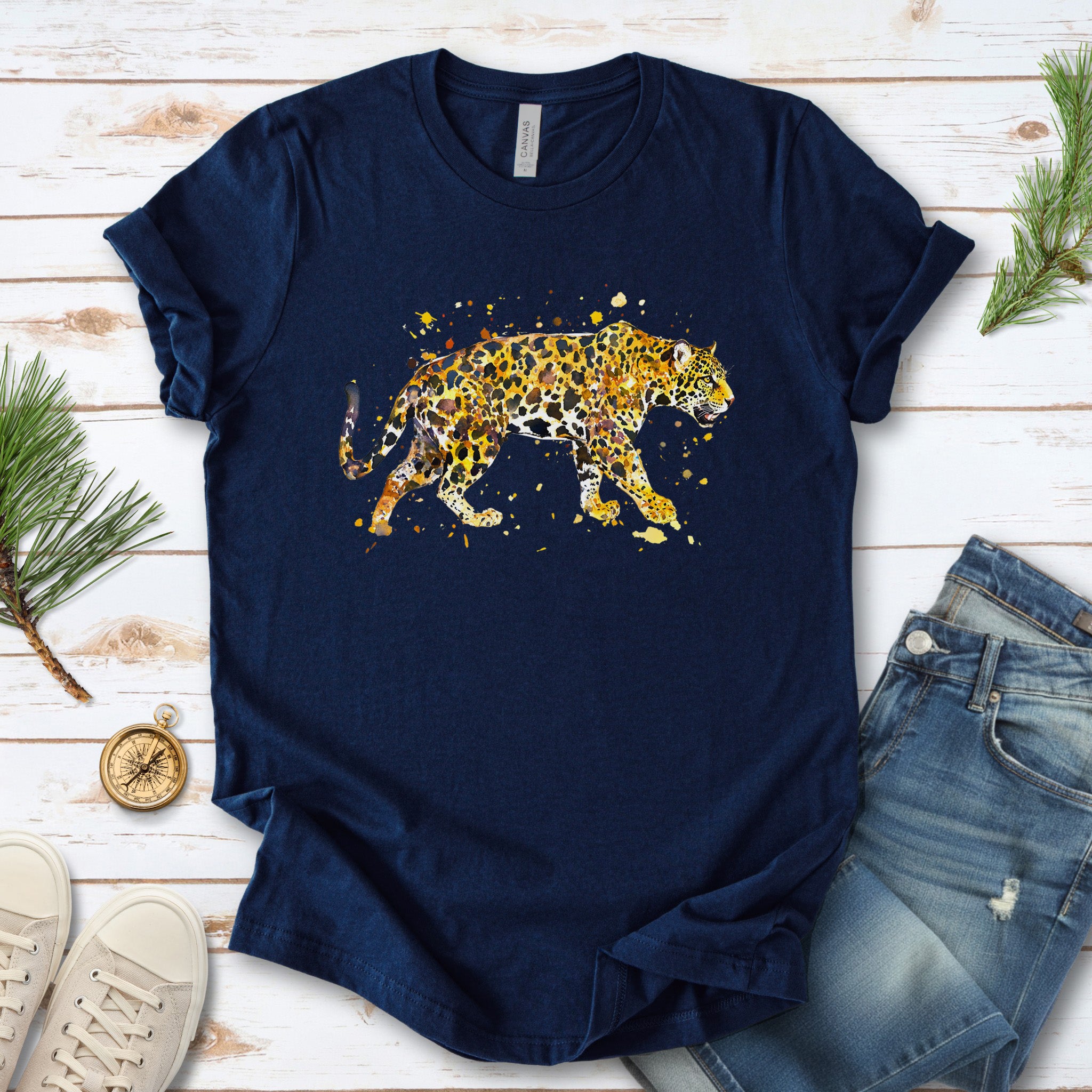 Watercolor Jaguar T-Shirt – Bold Big Cat Nature Lover Tee