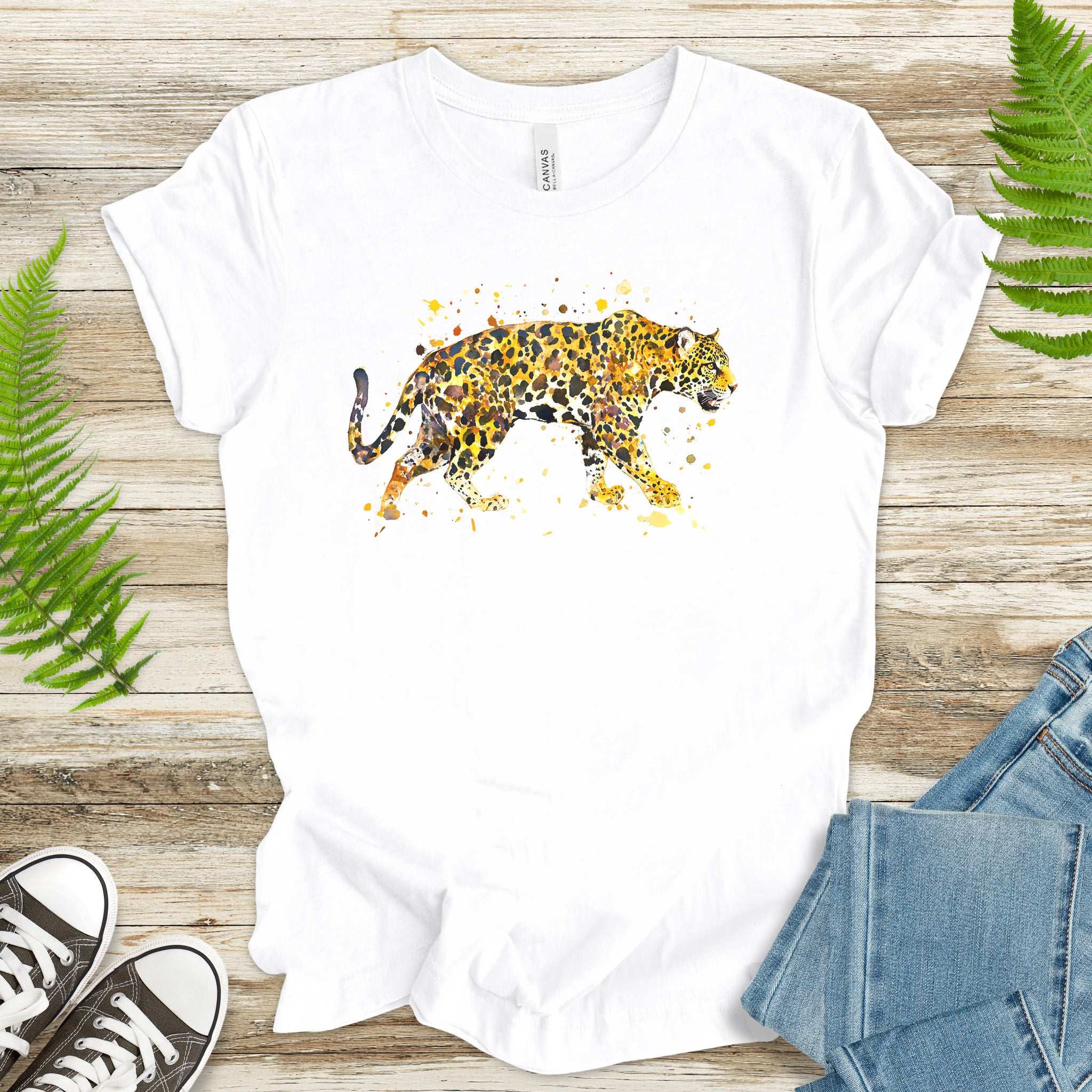 Watercolor Jaguar T-Shirt – Bold Big Cat Nature Lover Tee