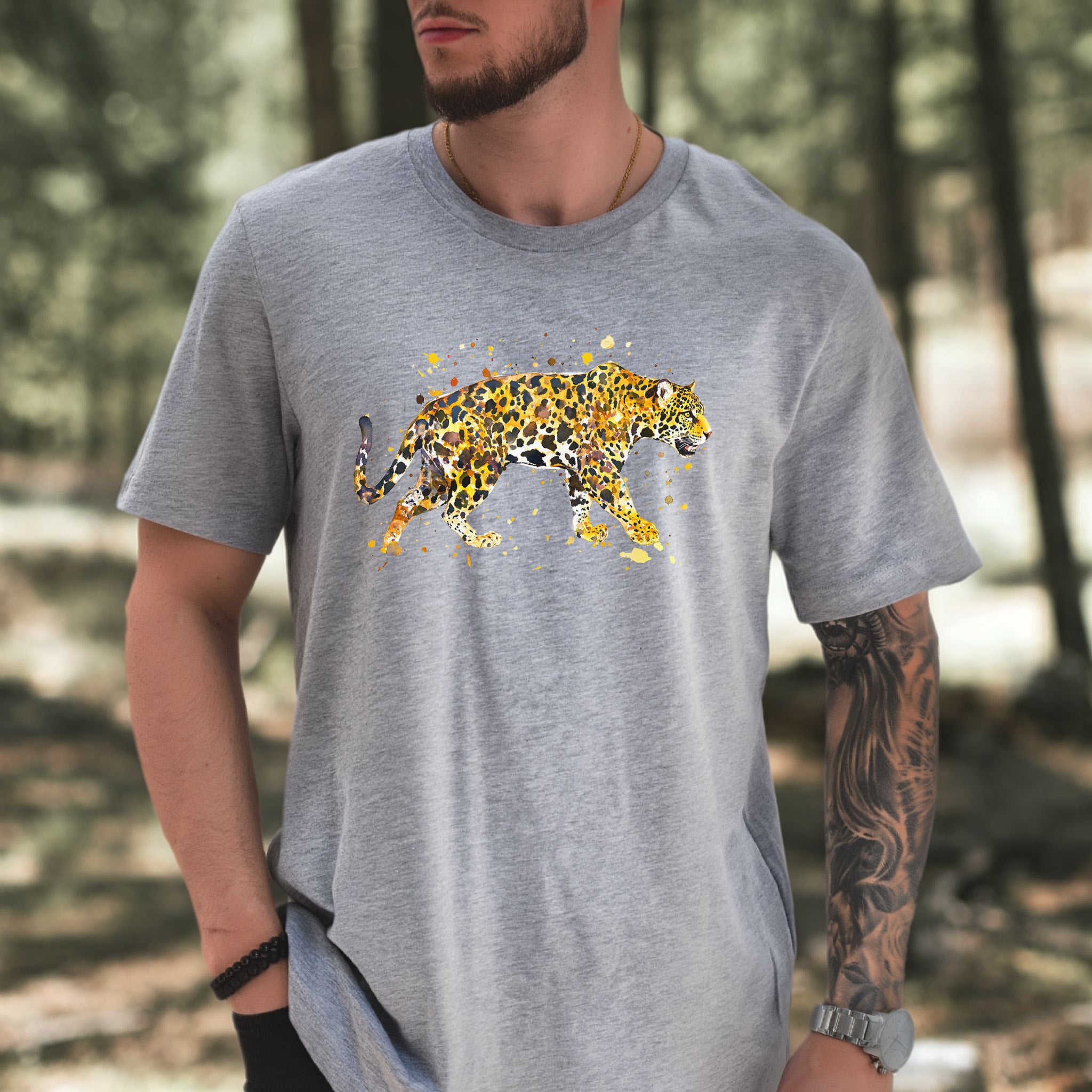 Watercolor Jaguar T-Shirt – Bold Big Cat Nature Lover Tee
