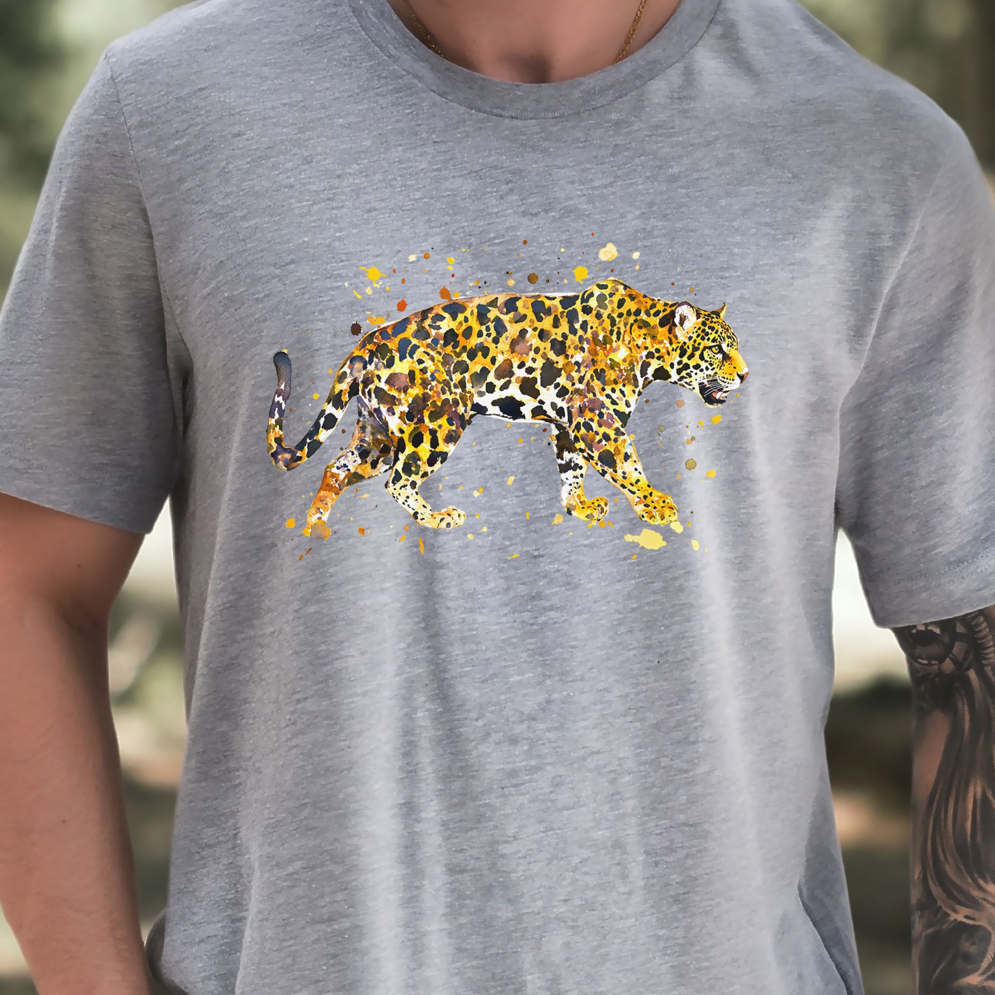Watercolor Jaguar T-Shirt – Bold Big Cat Nature Lover Tee