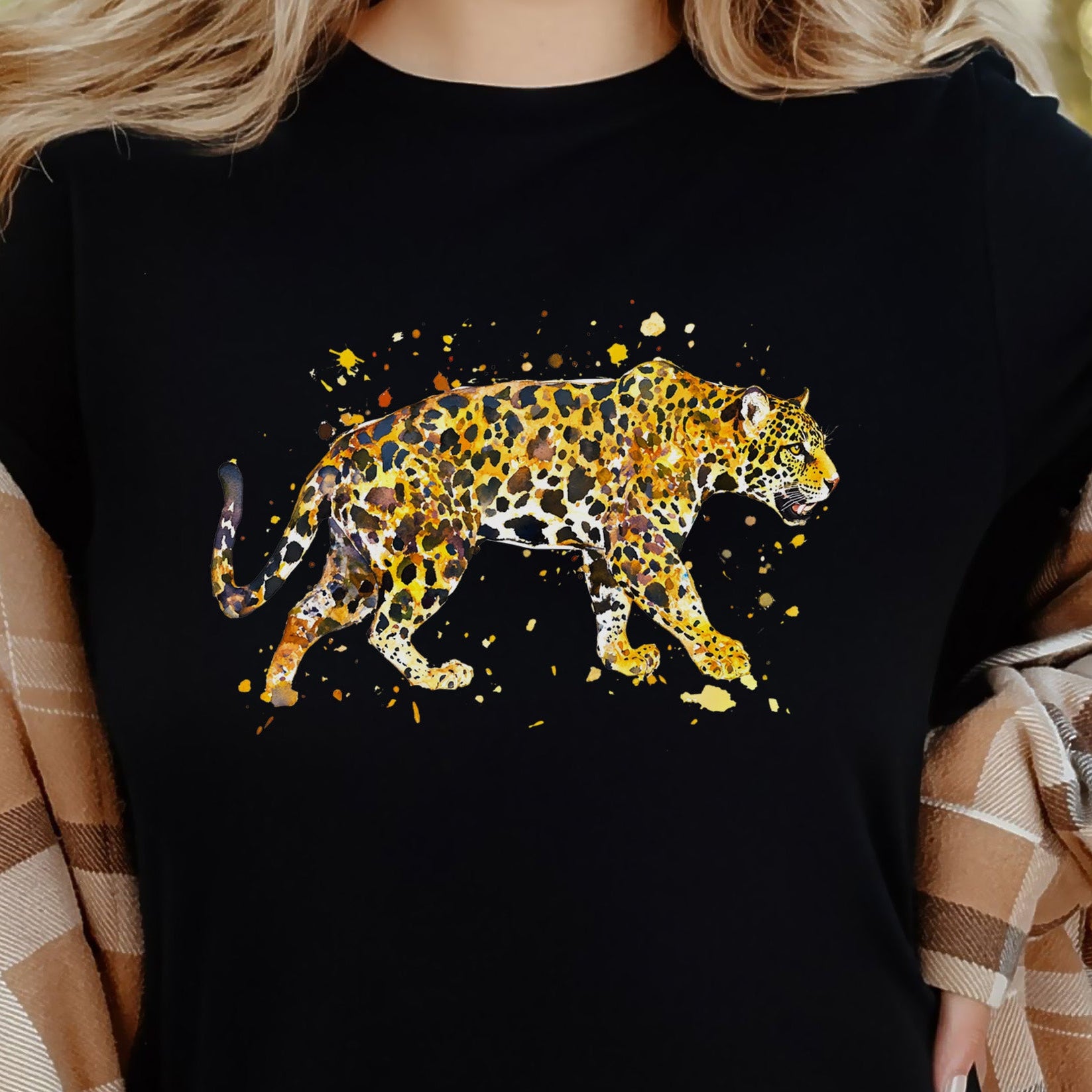 Watercolor Jaguar T-Shirt – Bold Big Cat Nature Lover Tee