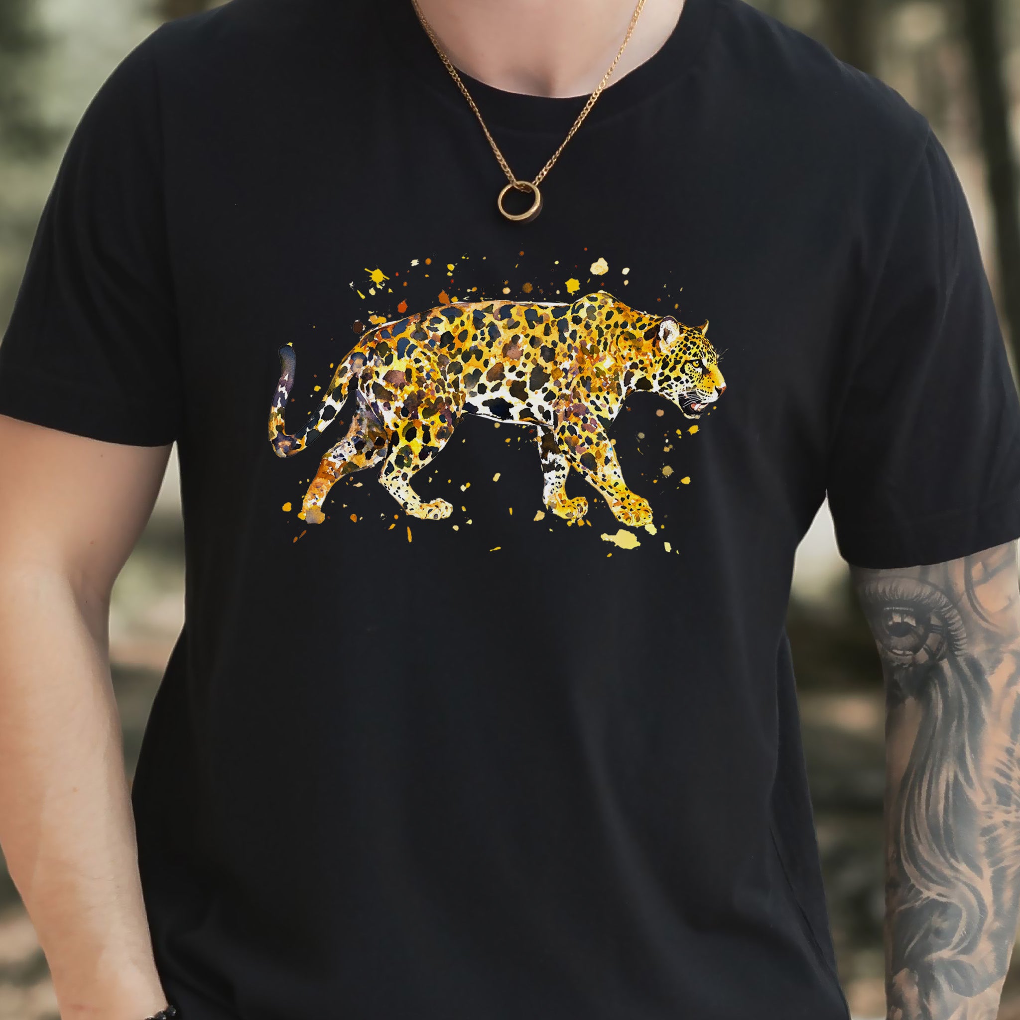 Watercolor Jaguar T-Shirt – Bold Big Cat Nature Lover Tee