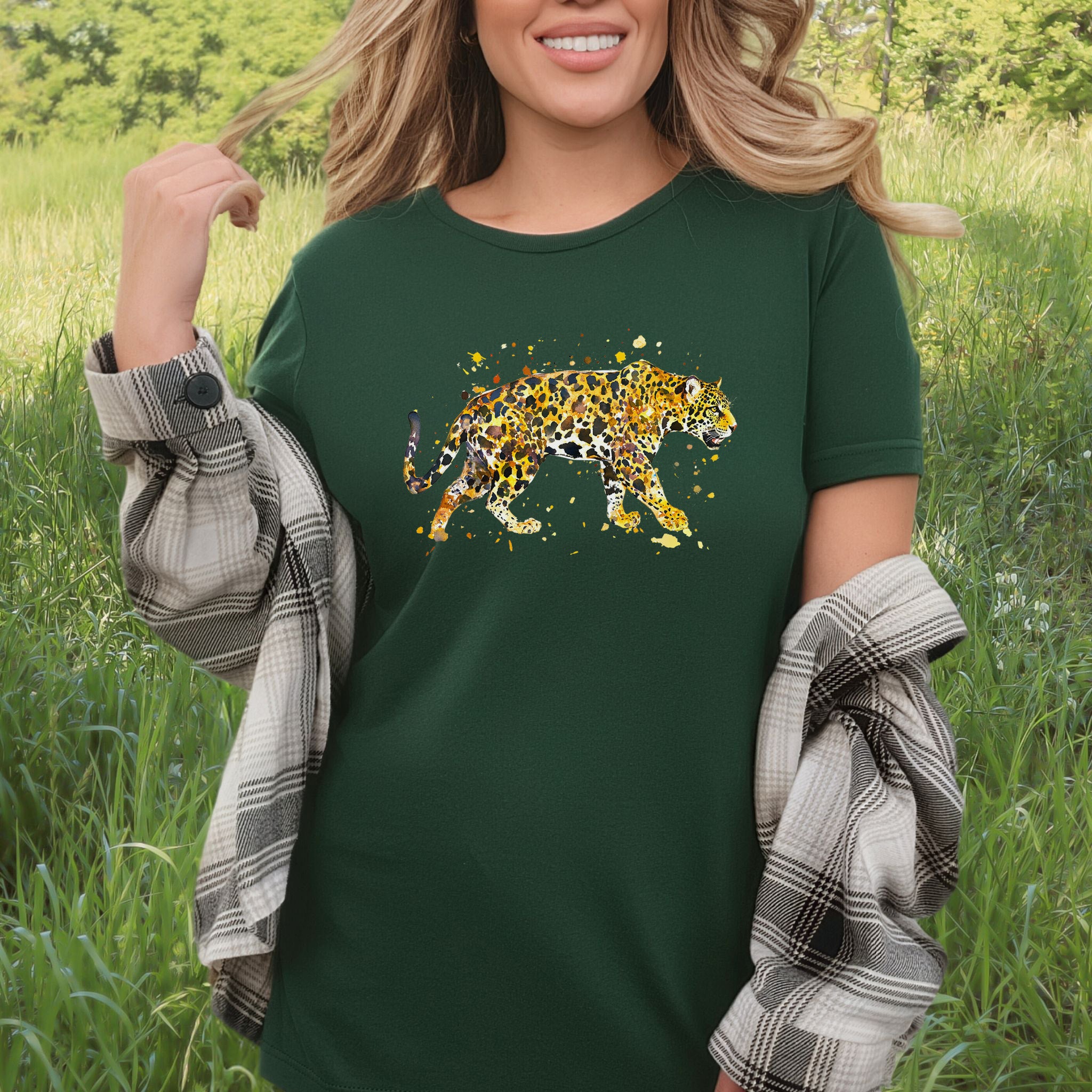 Watercolor Jaguar T-Shirt – Bold Big Cat Nature Lover Tee