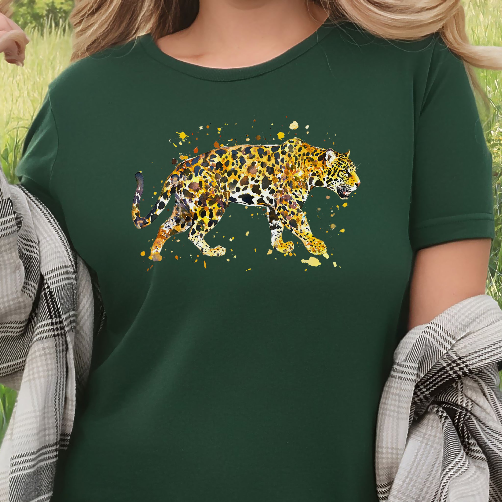 Watercolor Jaguar T-Shirt – Bold Big Cat Nature Lover Tee