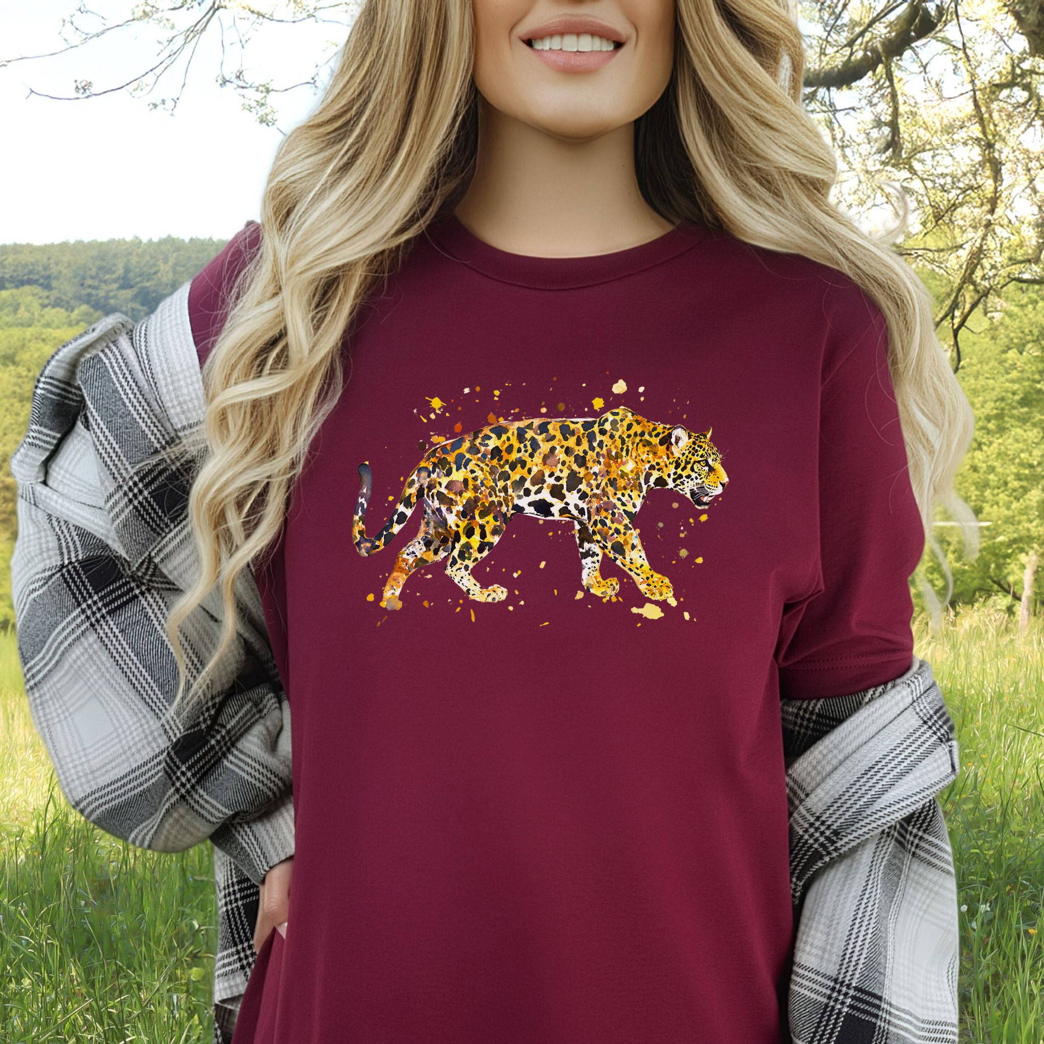 Watercolor Jaguar T-Shirt – Bold Big Cat Nature Lover Tee