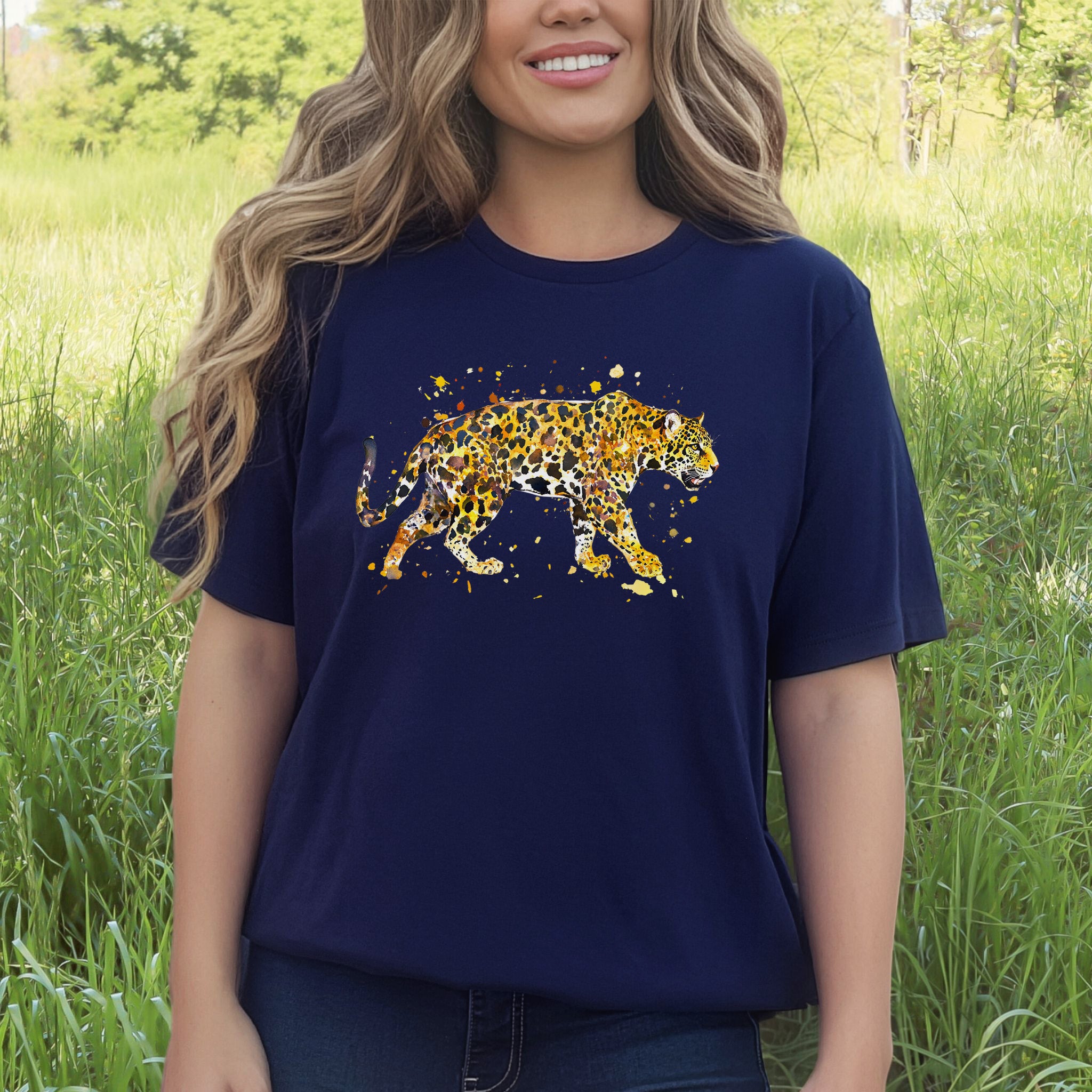 Watercolor Jaguar T-Shirt – Bold Big Cat Nature Lover Tee