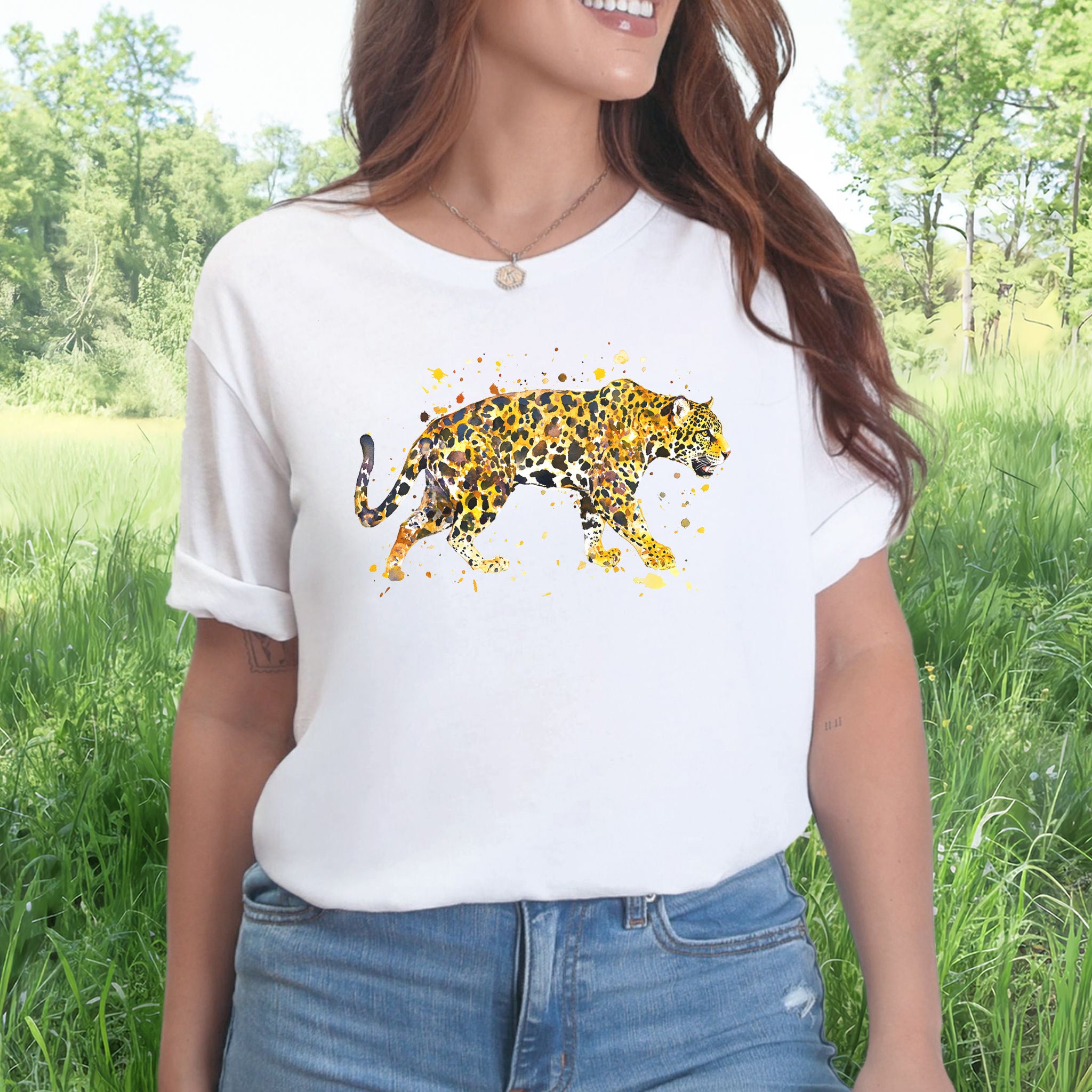 Watercolor Jaguar T-Shirt – Bold Big Cat Nature Lover Tee