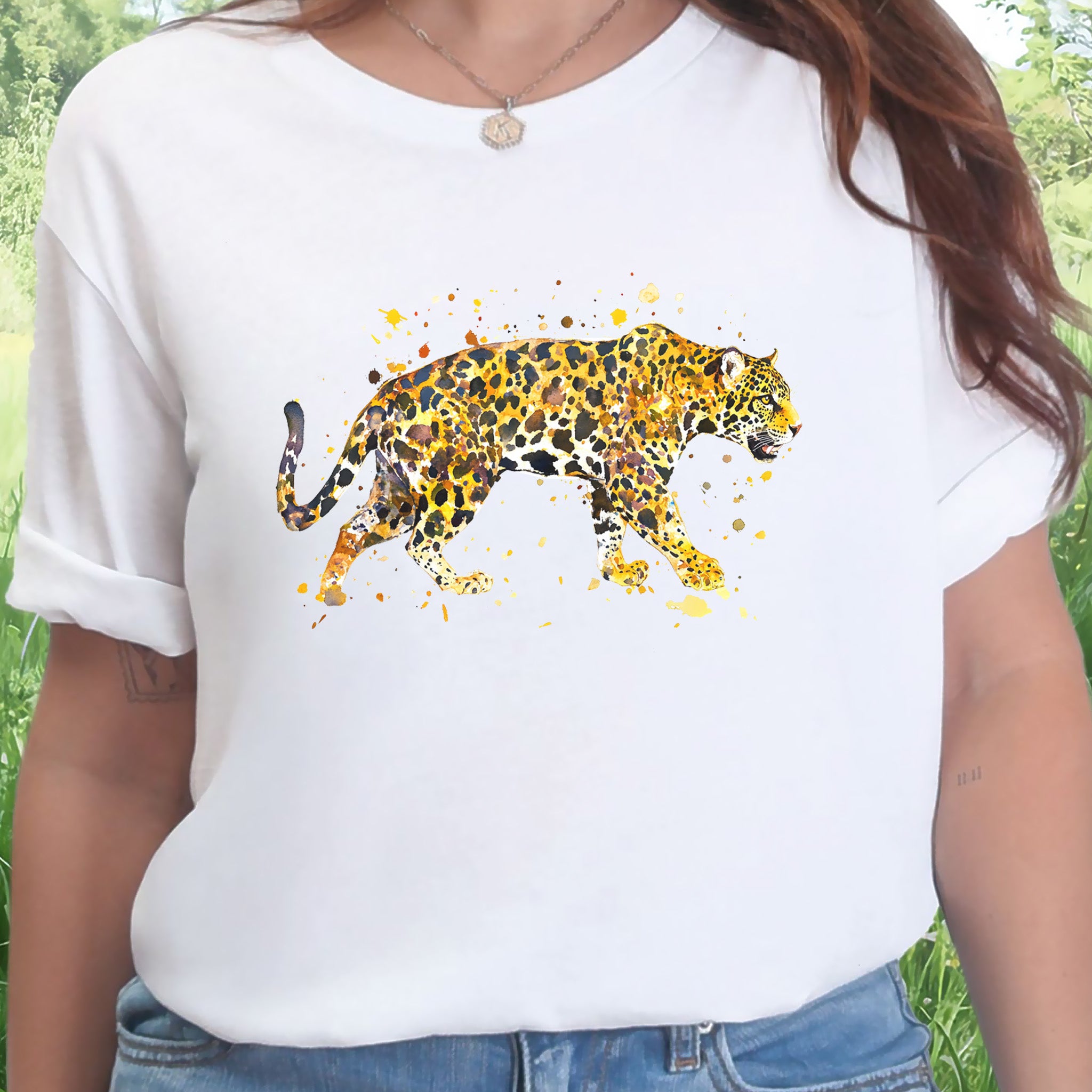 Watercolor Jaguar T-Shirt – Bold Big Cat Nature Lover Tee