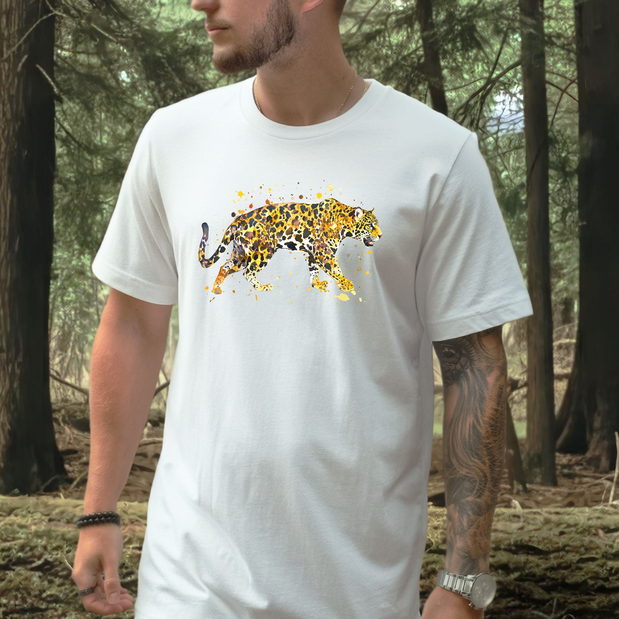 Watercolor Jaguar T-Shirt – Bold Big Cat Nature Lover Tee
