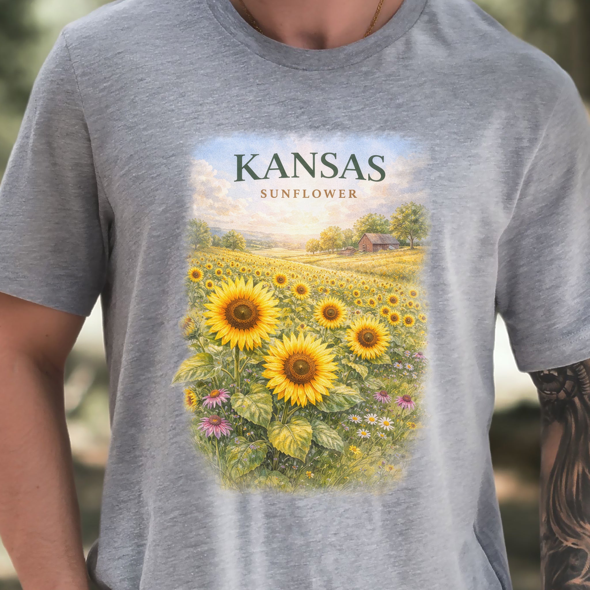 Kansas Sunflower Field Vintage Botanical Nature T-Shirt
