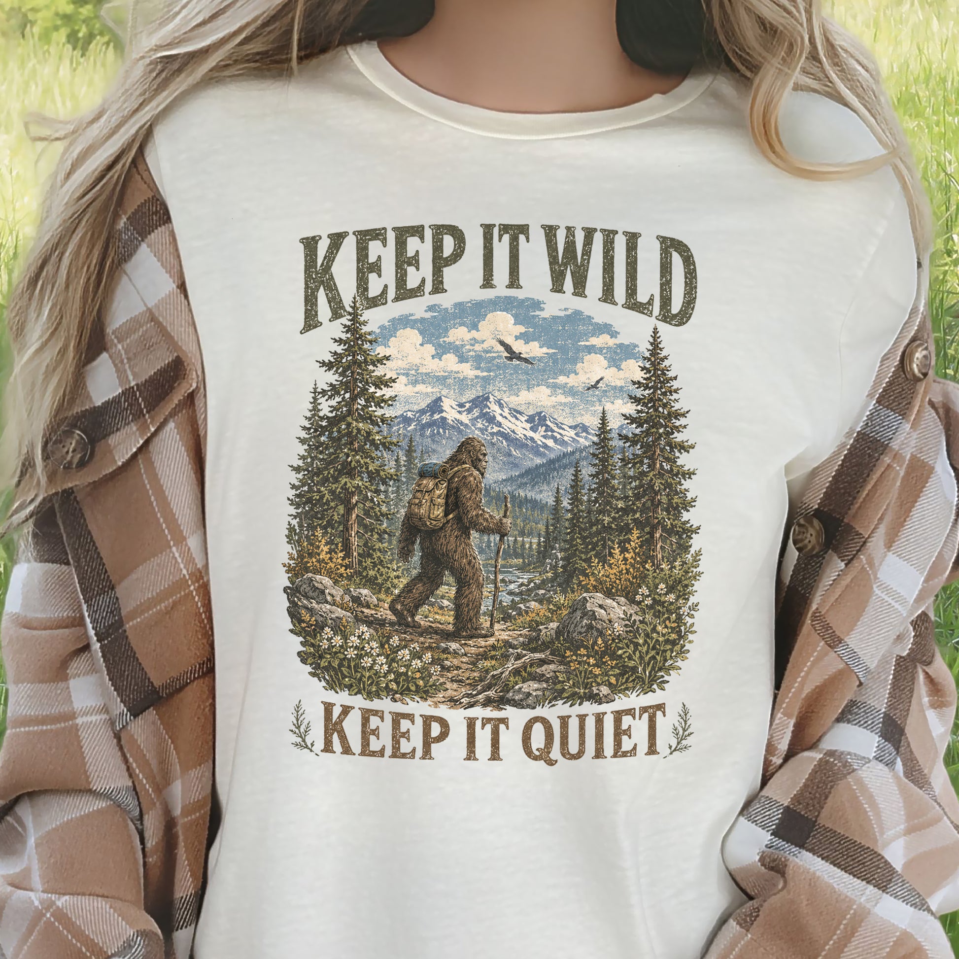 Keep It Wild Keep It Quiet Bigfoot Hiking Trail Wilderness Gift T-Shirt