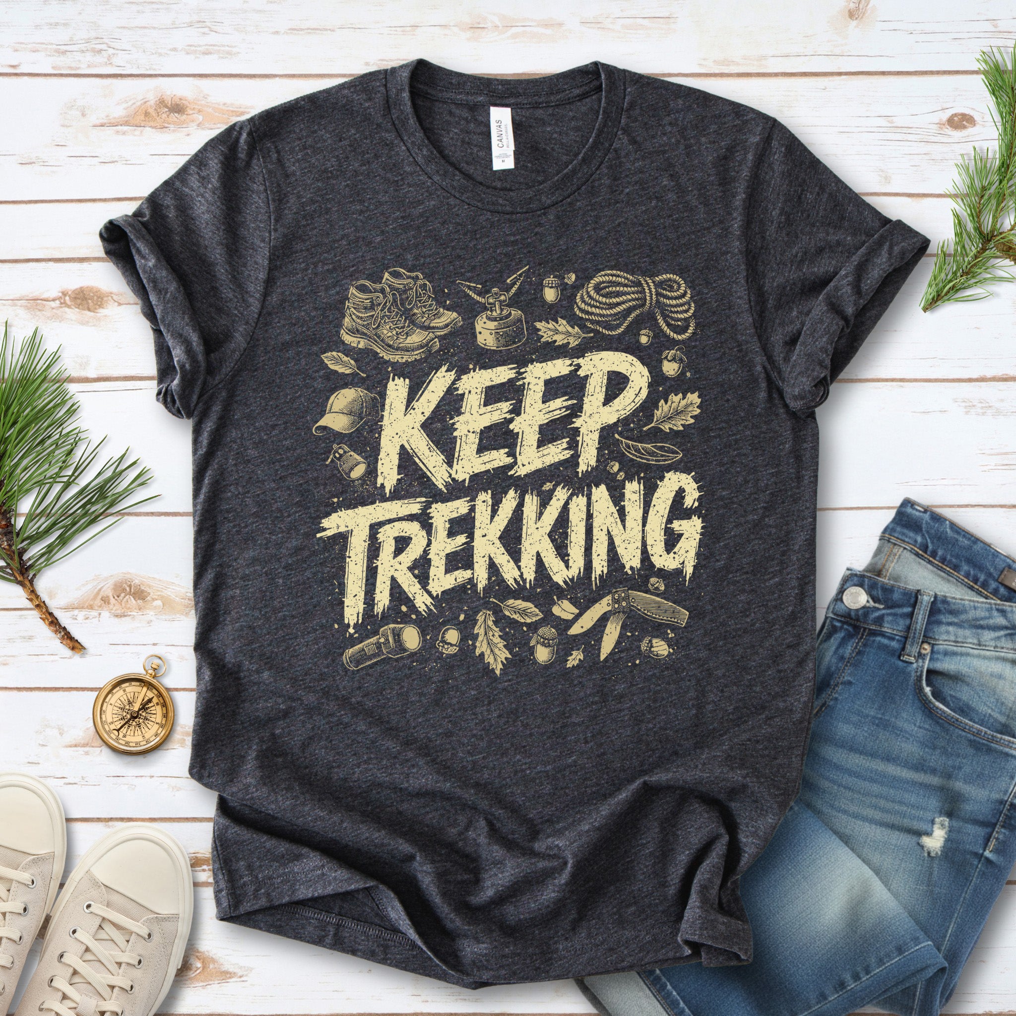 Keep Trekking Vintage Hiking Gear Adventure T-Shirt