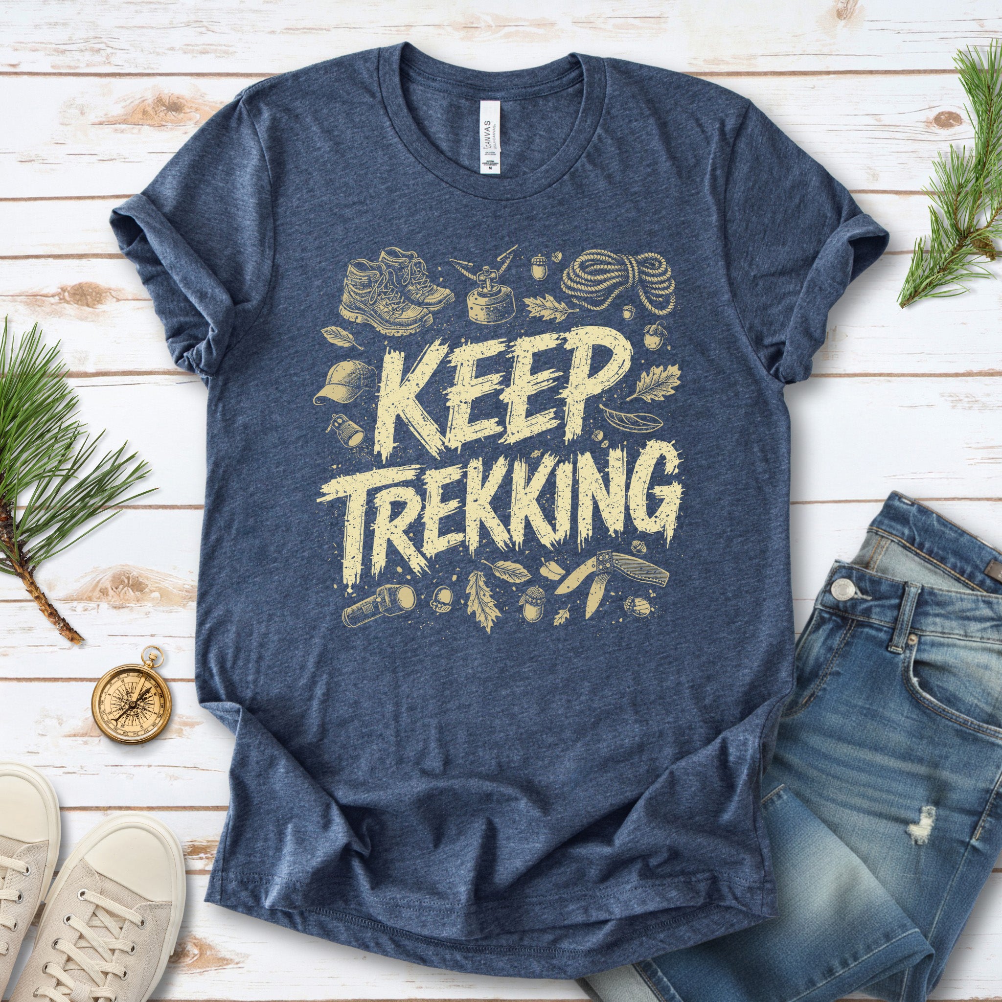 Keep Trekking Vintage Hiking Gear Adventure T-Shirt