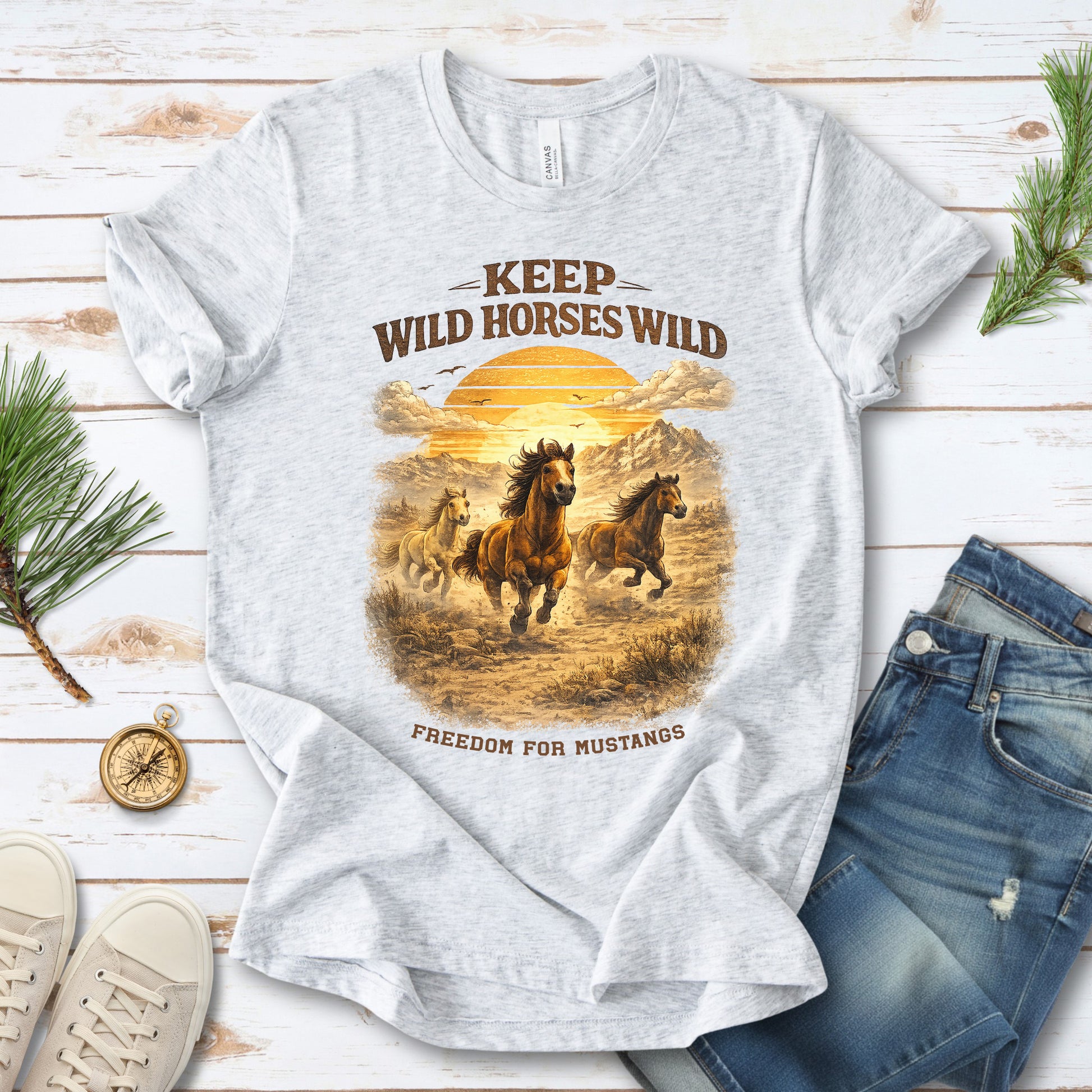 Keep Wild Horses Wild Freedom for Mustangs Western Graphic T-Shirt