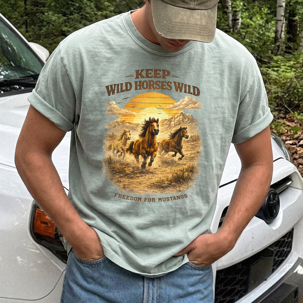 Keep Wild Horses Wild Comfort Colors Shirt – Mustangs Western Tee