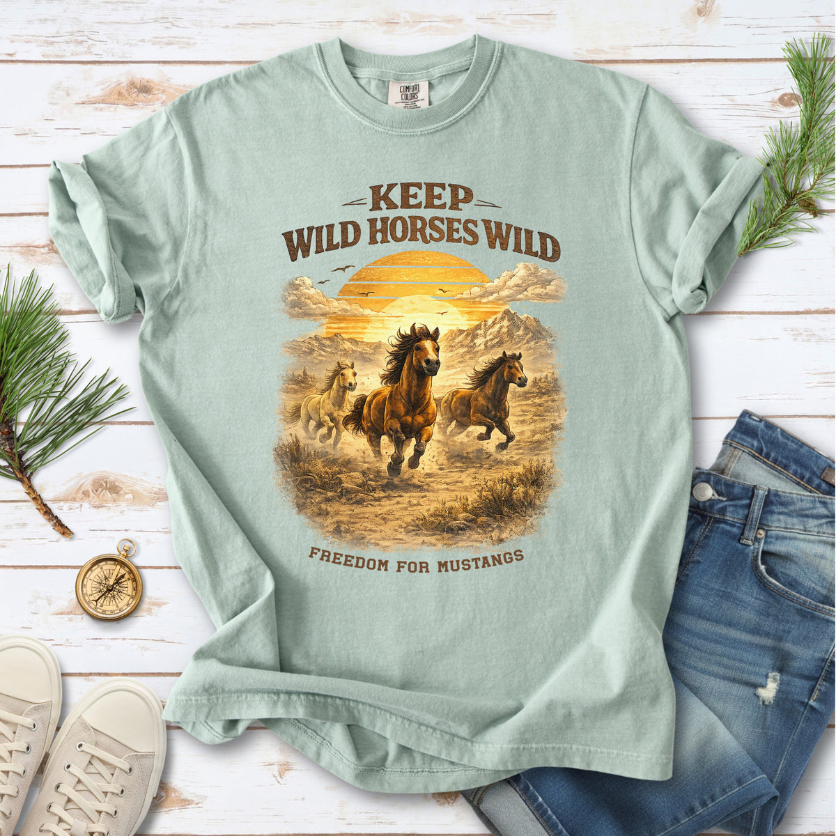 Keep Wild Horses Wild Comfort Colors Shirt – Mustangs Western Tee