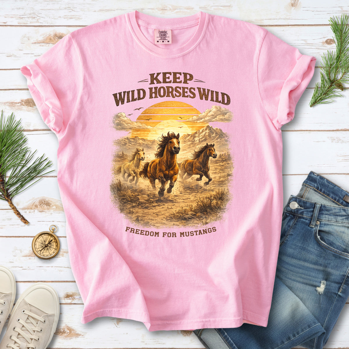 Keep Wild Horses Wild Comfort Colors Shirt – Mustangs Western Tee