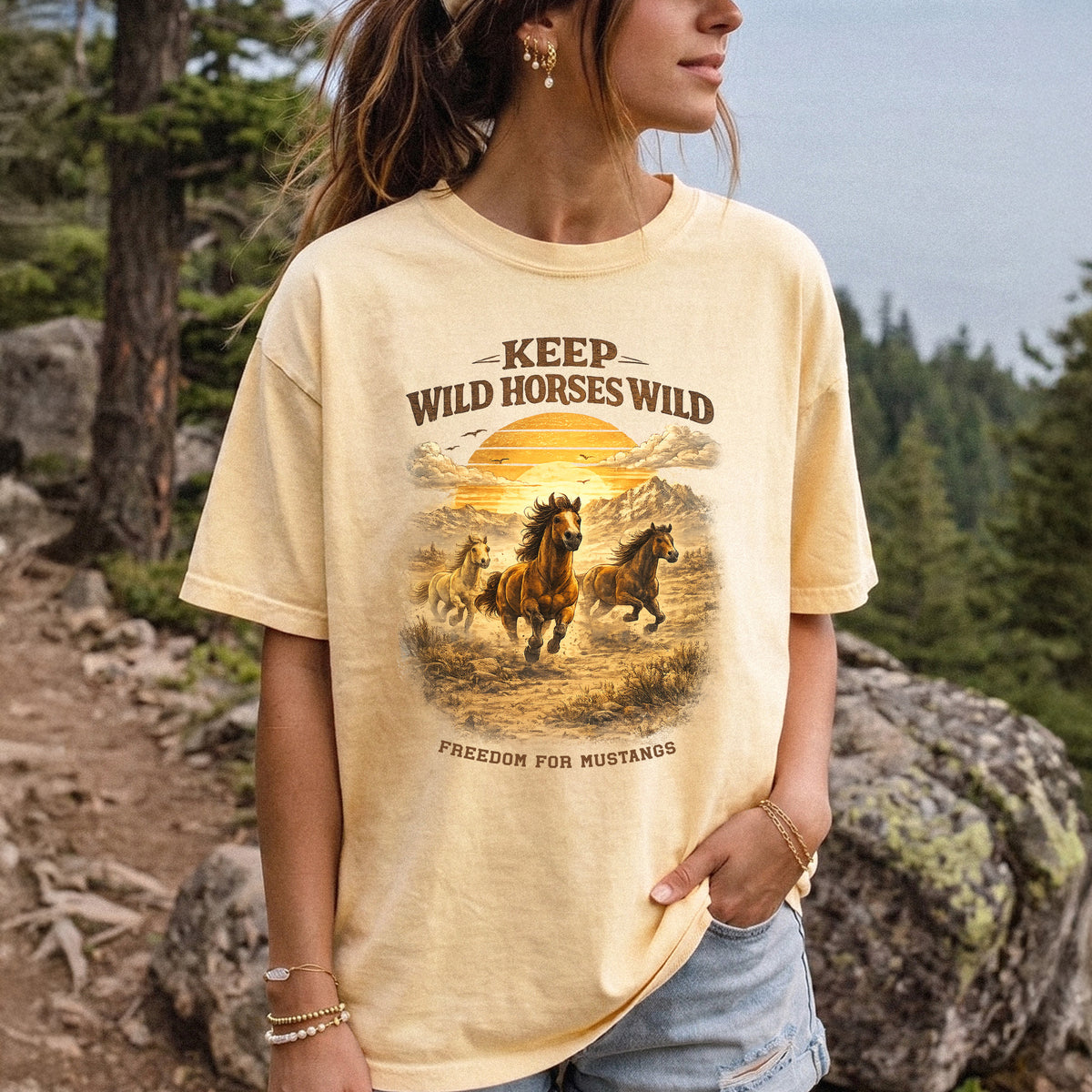 Keep Wild Horses Wild Comfort Colors Shirt – Mustangs Western Tee