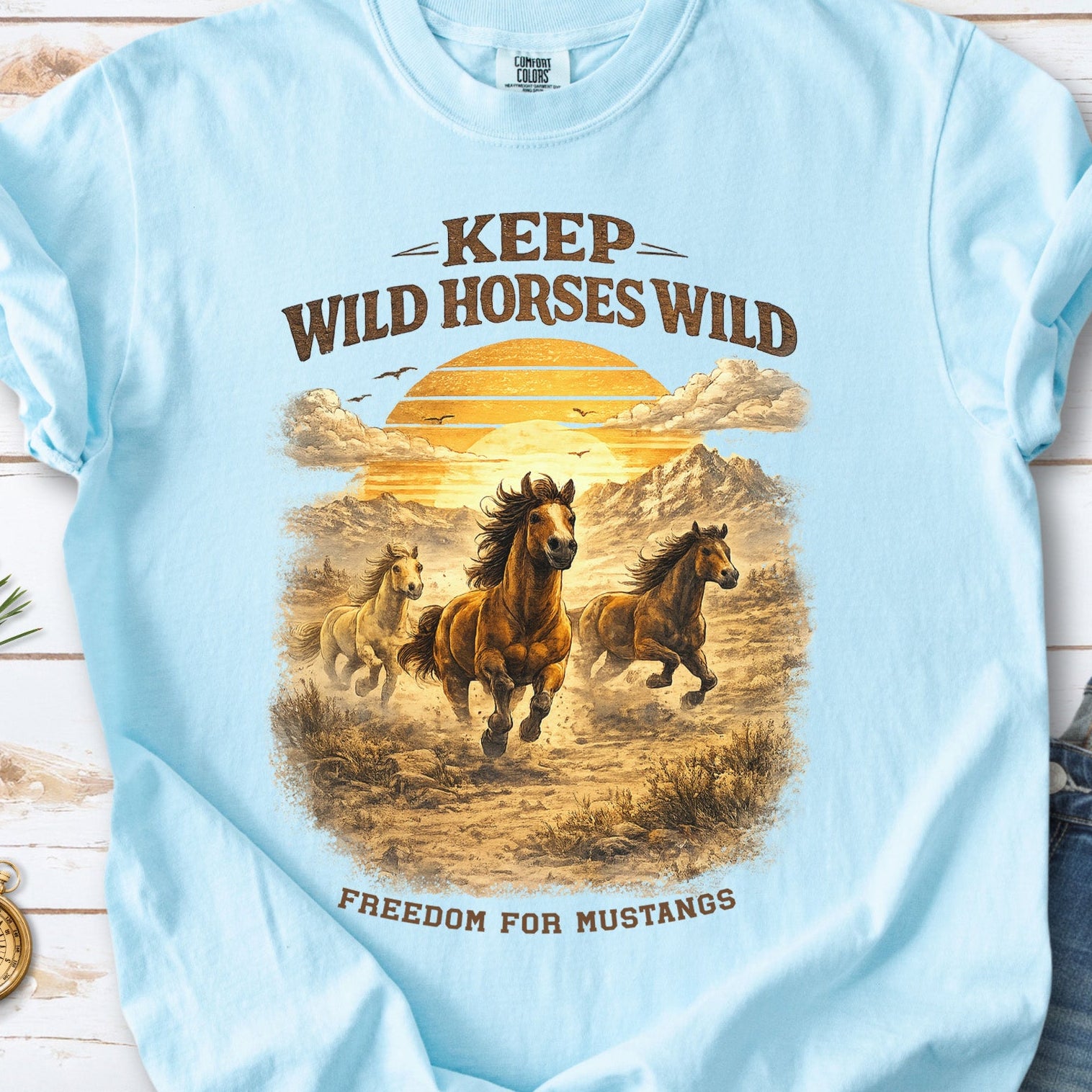 Keep Wild Horses Wild Comfort Colors Shirt – Mustangs Western Tee