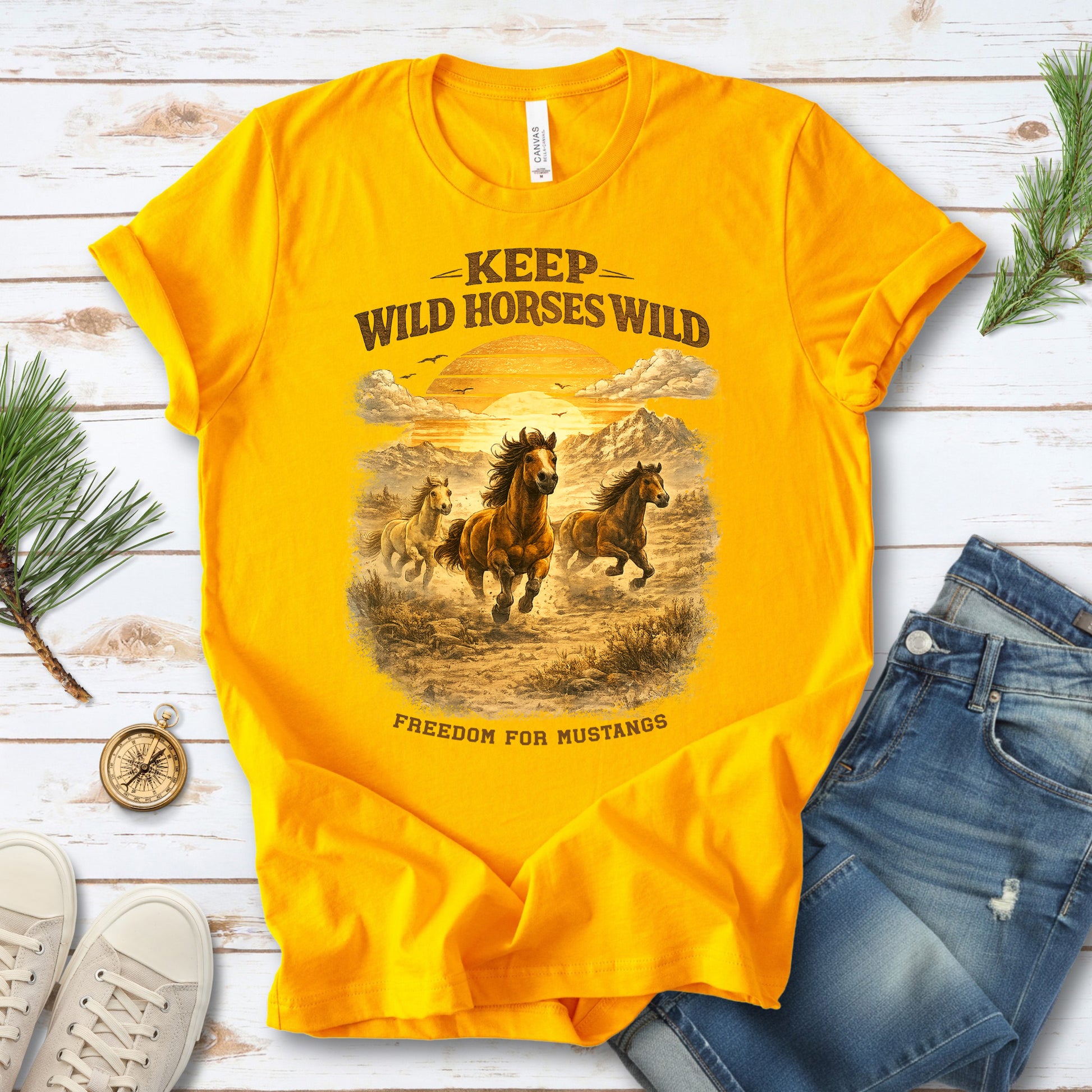 Keep Wild Horses Wild Freedom for Mustangs Western Graphic T-Shirt