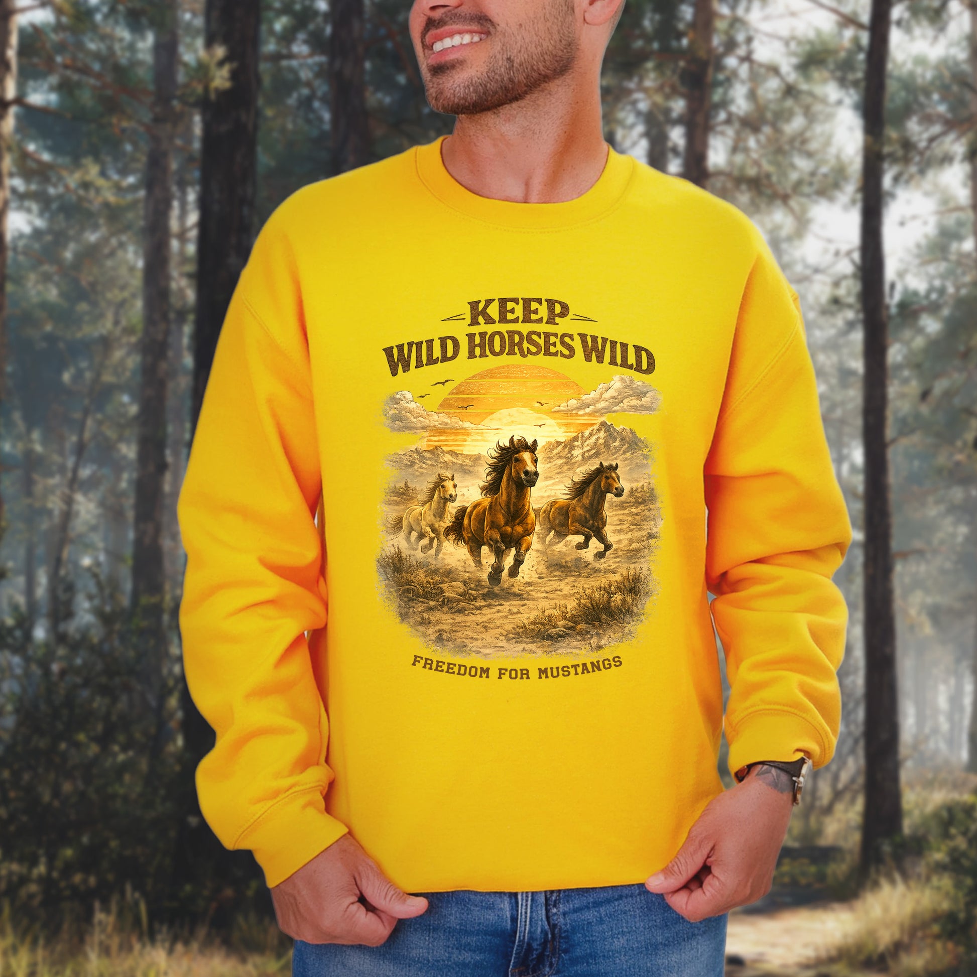 Keep Wild Horses Wild Freedom for Mustangs Western Graphic Sweatshirt