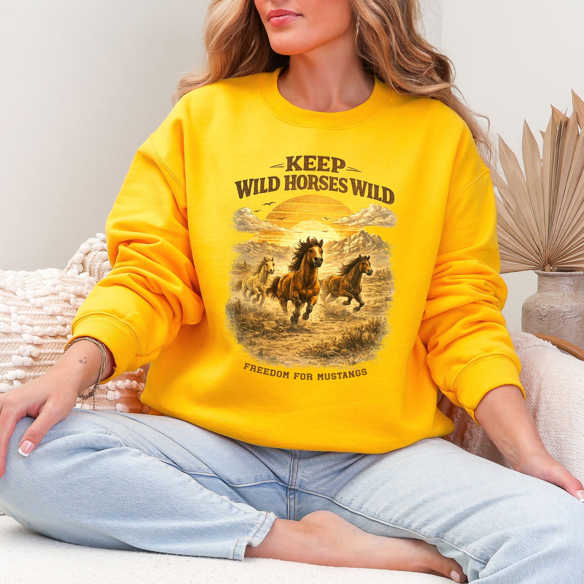 Keep Wild Horses Wild Freedom for Mustangs Western Graphic Sweatshirt