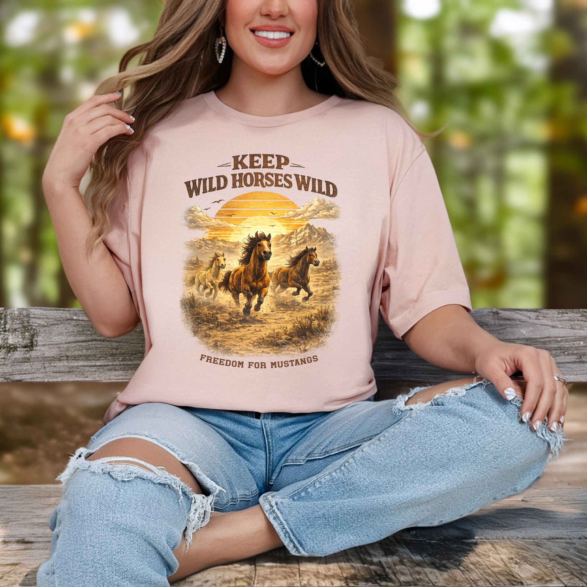 Keep Wild Horses Wild Freedom for Mustangs Western Graphic T-Shirt