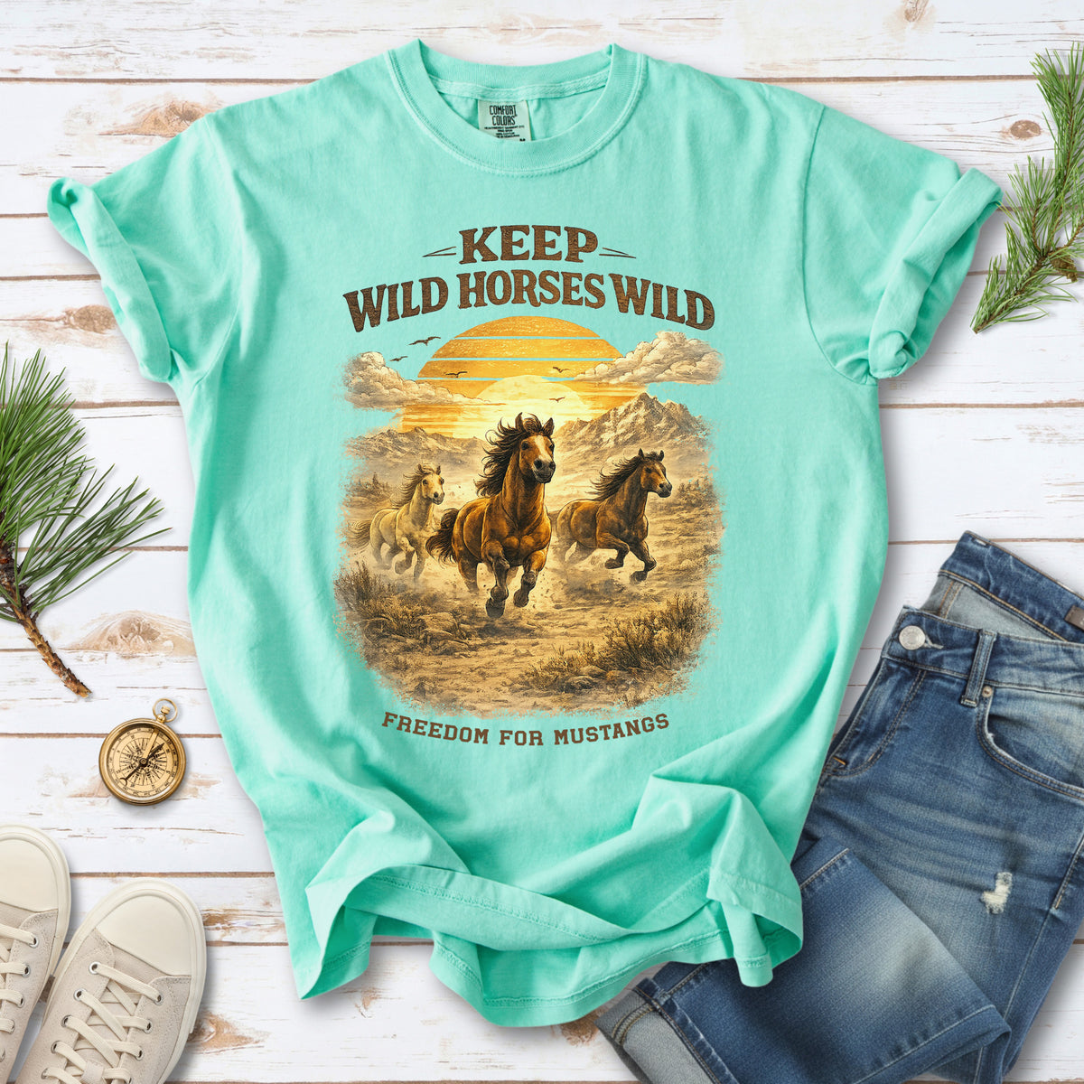 Keep Wild Horses Wild Comfort Colors Shirt – Mustangs Western Tee