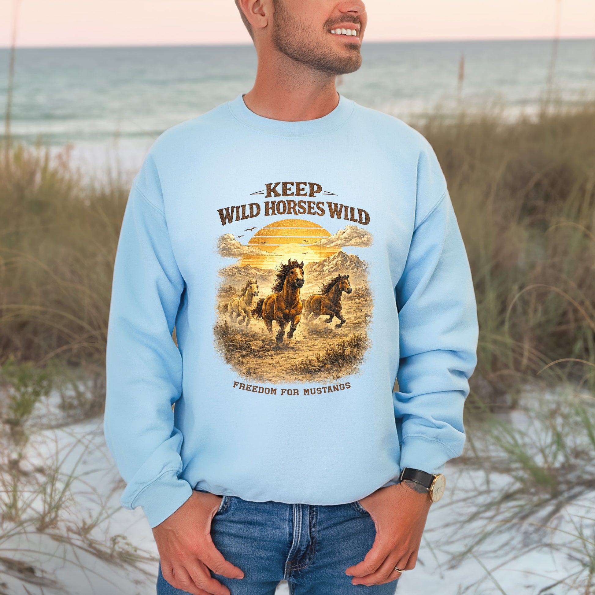Keep Wild Horses Wild Freedom for Mustangs Western Graphic Sweatshirt