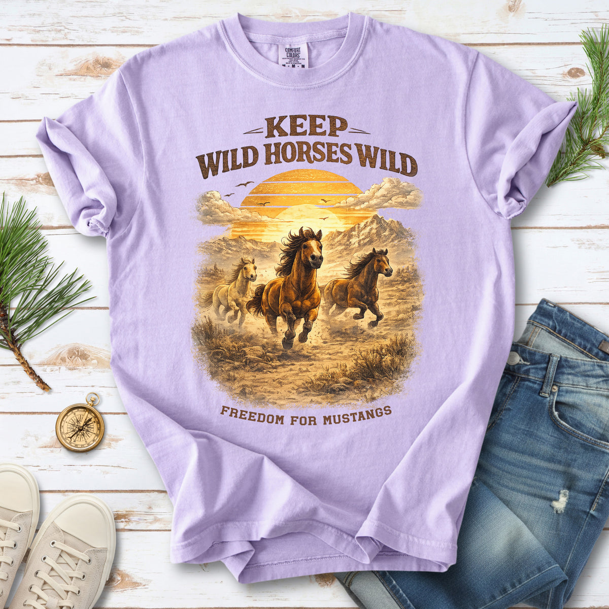 Keep Wild Horses Wild Comfort Colors Shirt – Mustangs Western Tee