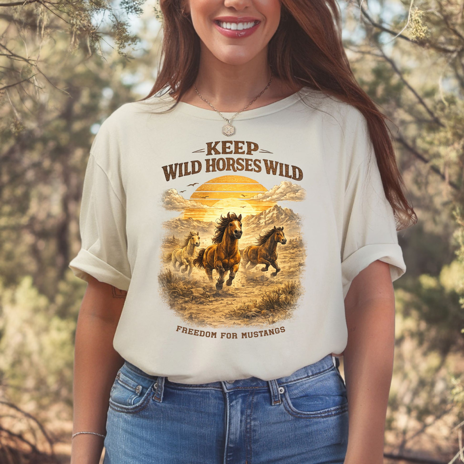 Keep Wild Horses Wild Freedom for Mustangs Western Graphic T-Shirt