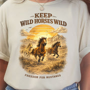 Keep Wild Horses Wild Freedom for Mustangs Western Graphic T-Shirt