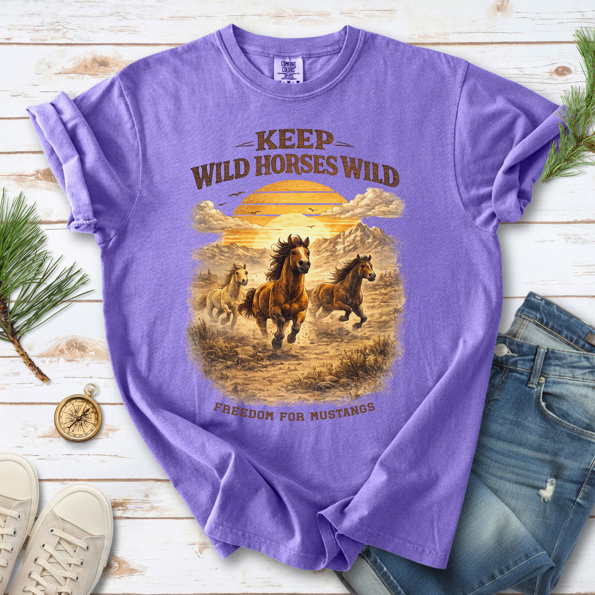 Keep Wild Horses Wild Comfort Colors Shirt – Mustangs Western Tee