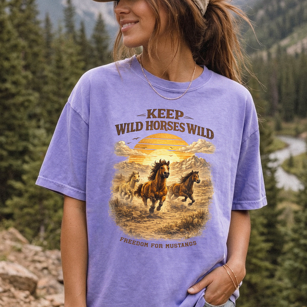 Keep Wild Horses Wild Comfort Colors Shirt – Mustangs Western Tee