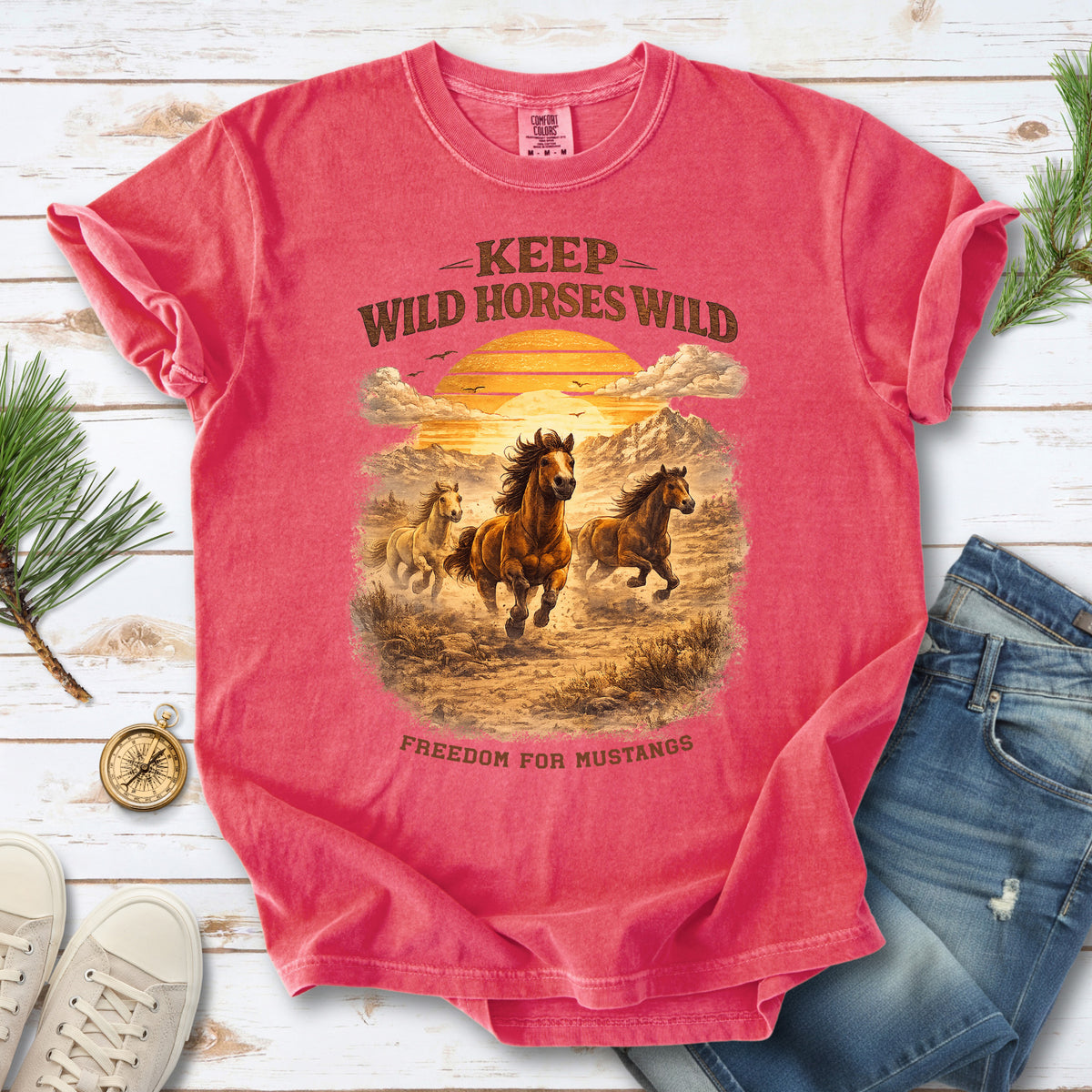 Keep Wild Horses Wild Comfort Colors Shirt – Mustangs Western Tee
