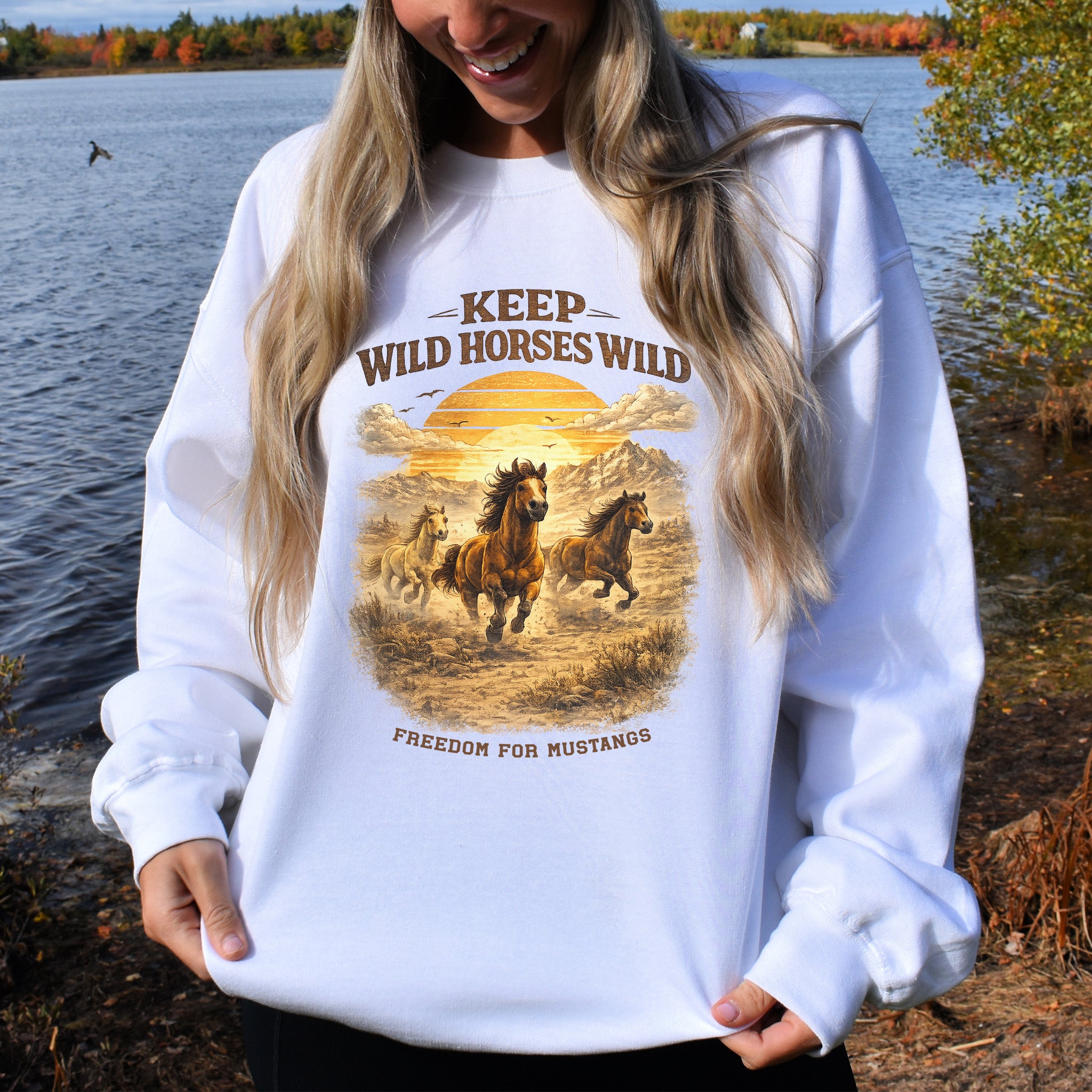 Keep Wild Horses Wild Freedom for Mustangs Western Graphic Sweatshirt
