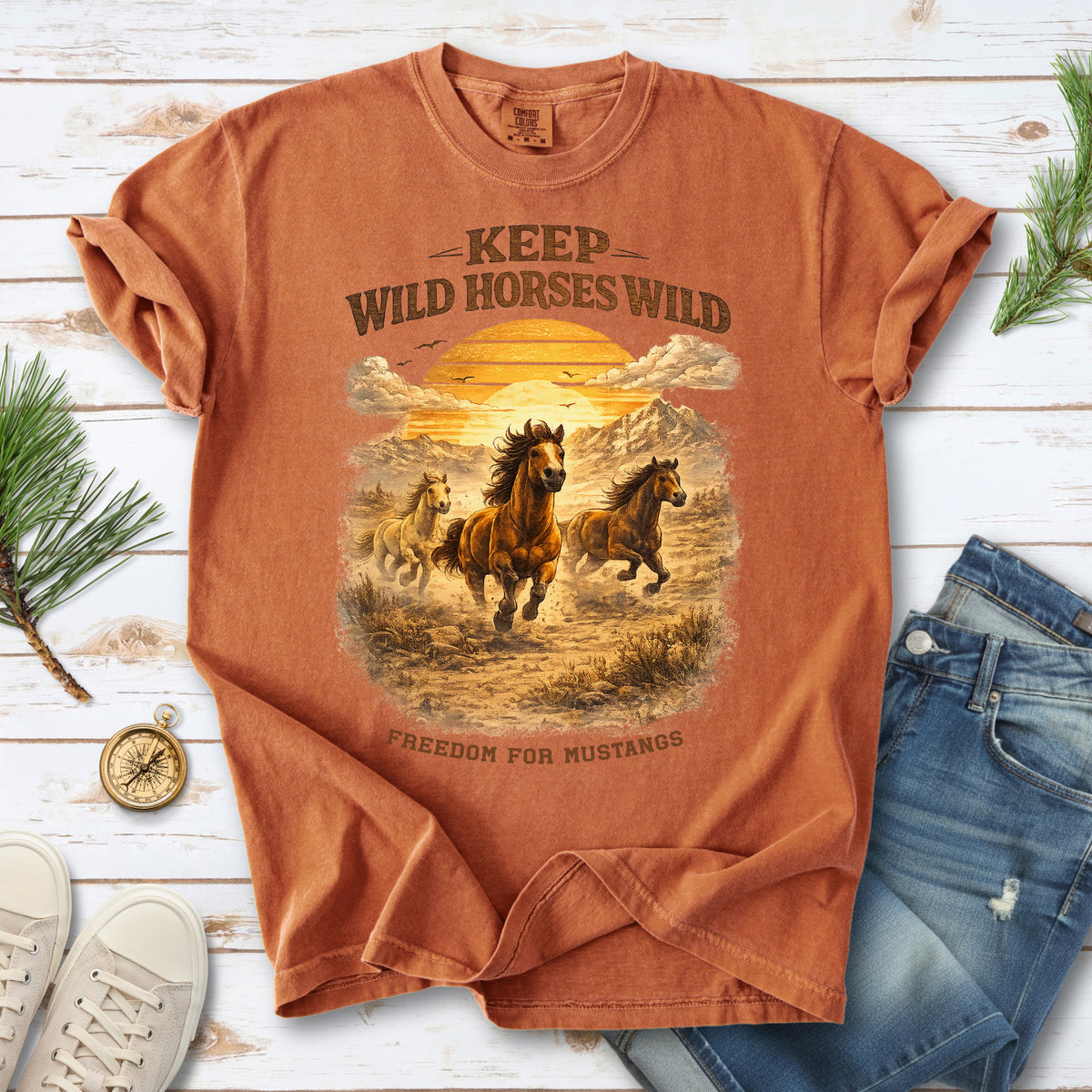 Keep Wild Horses Wild Comfort Colors Shirt – Mustangs Western Tee