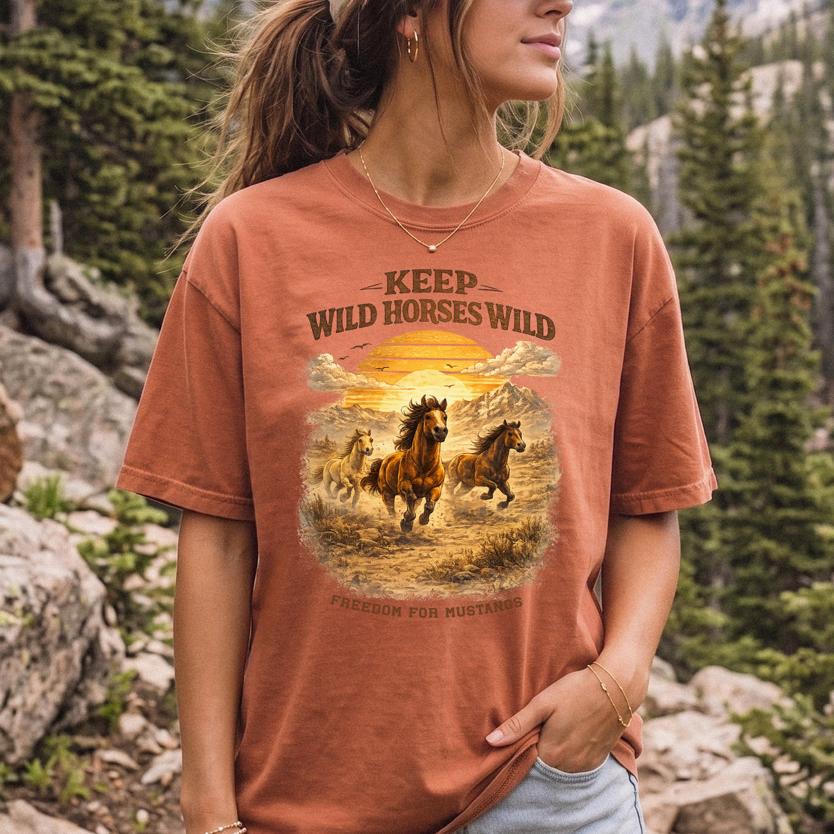Keep Wild Horses Wild Comfort Colors Shirt – Mustangs Western Tee