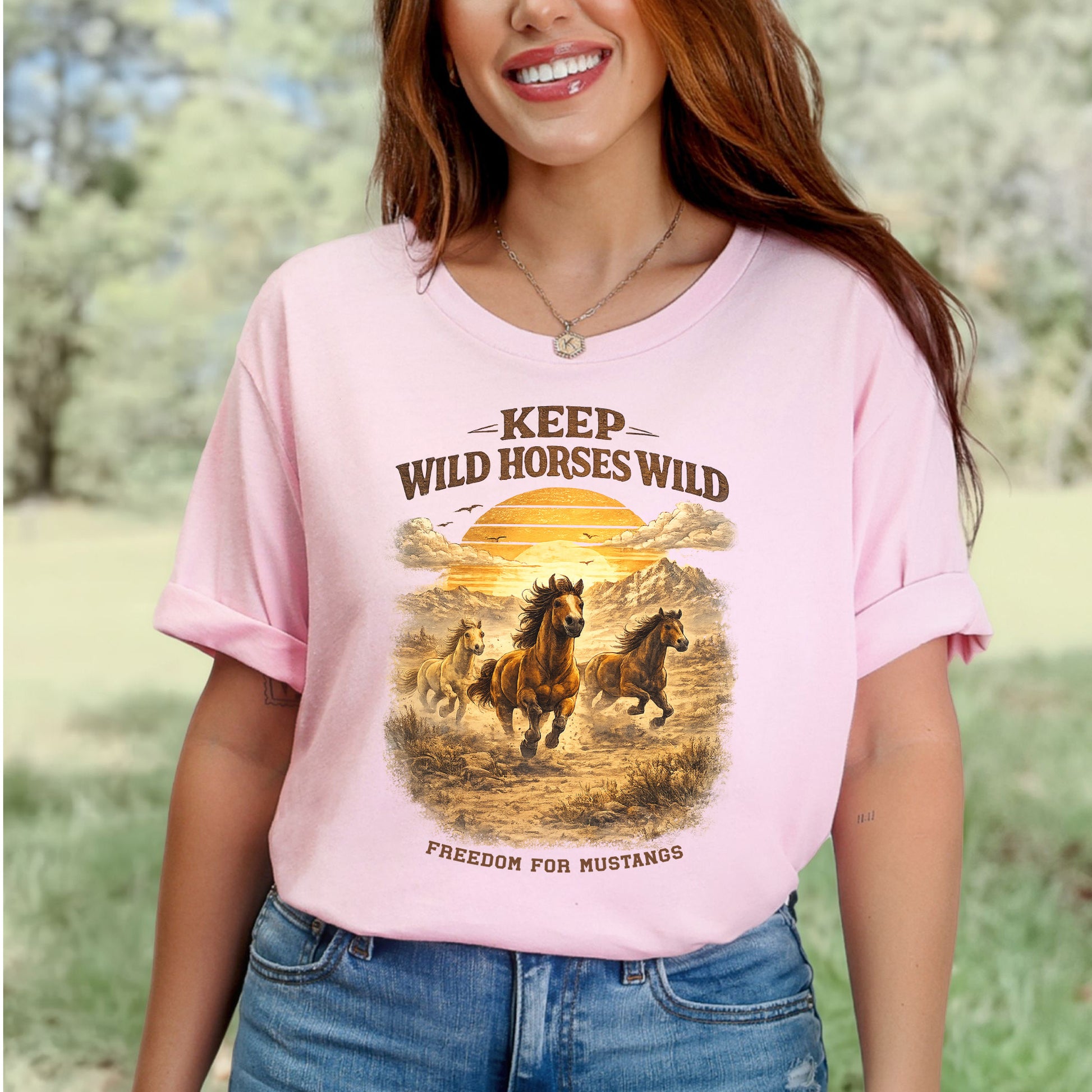 Keep Wild Horses Wild Freedom for Mustangs Western Graphic T-Shirt