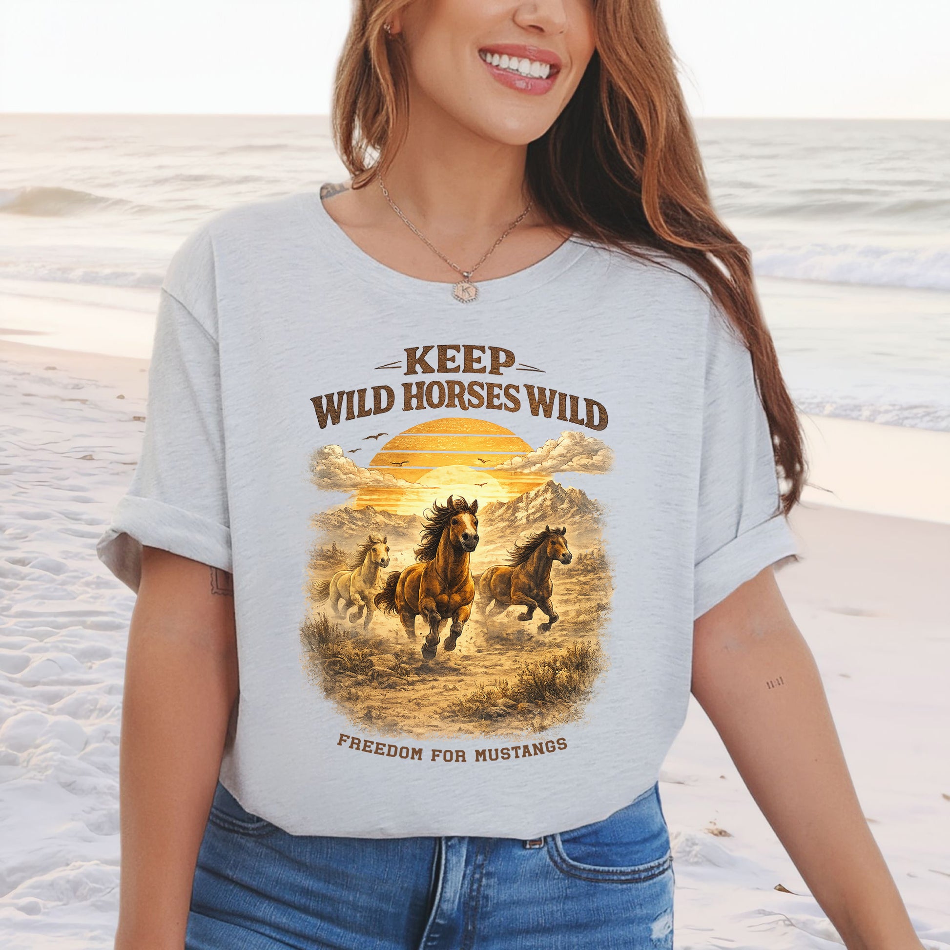 Keep Wild Horses Wild Freedom for Mustangs Western Graphic T-Shirt