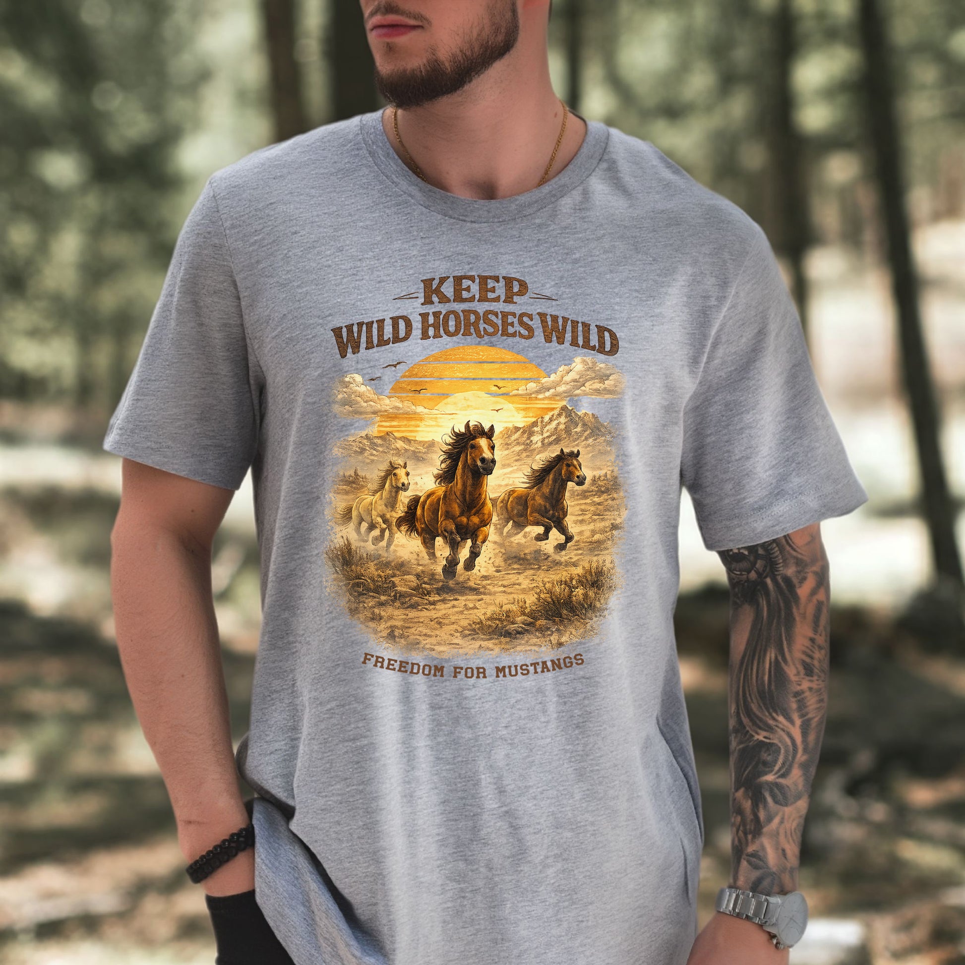 Keep Wild Horses Wild Freedom for Mustangs Western Graphic T-Shirt