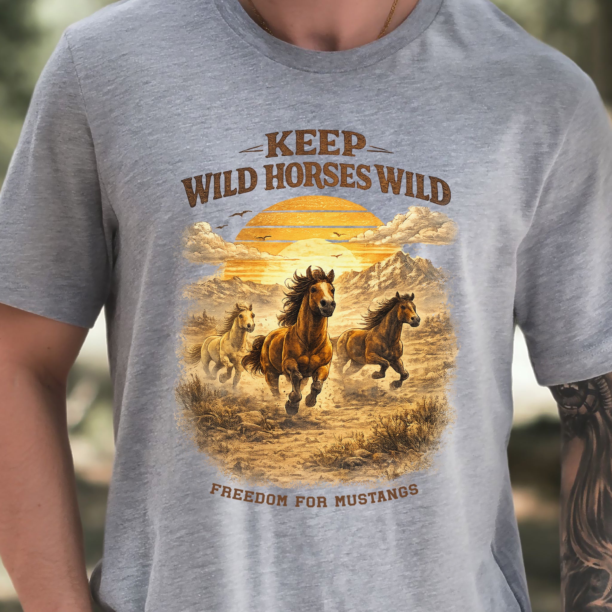 Keep Wild Horses Wild Freedom for Mustangs Western Graphic T-Shirt